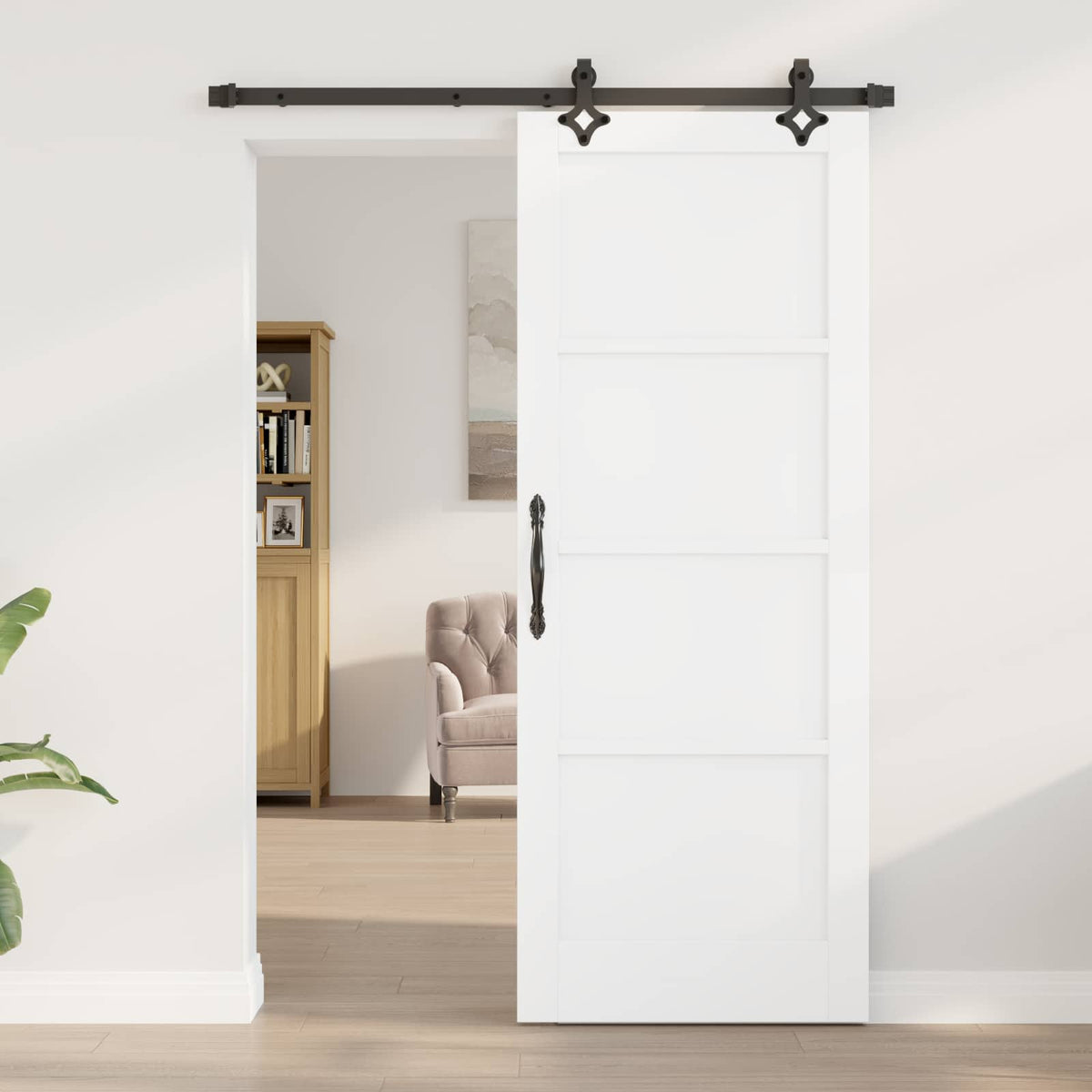 Sliding Door ORKDAL 78 x 202 cm Engineered Wood White and Black