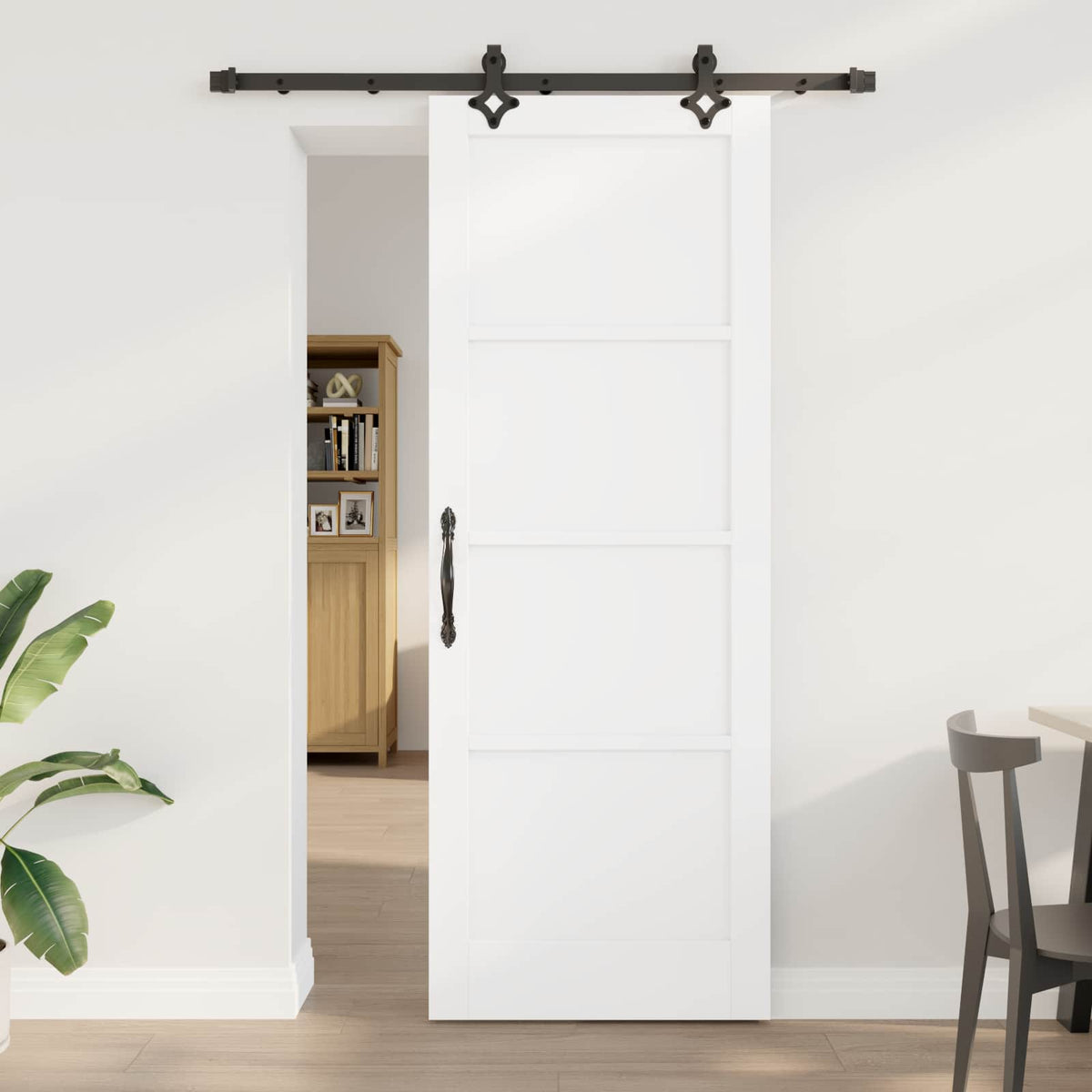 Sliding Door ORKDAL 78 x 211 cm Engineered Wood White and Black