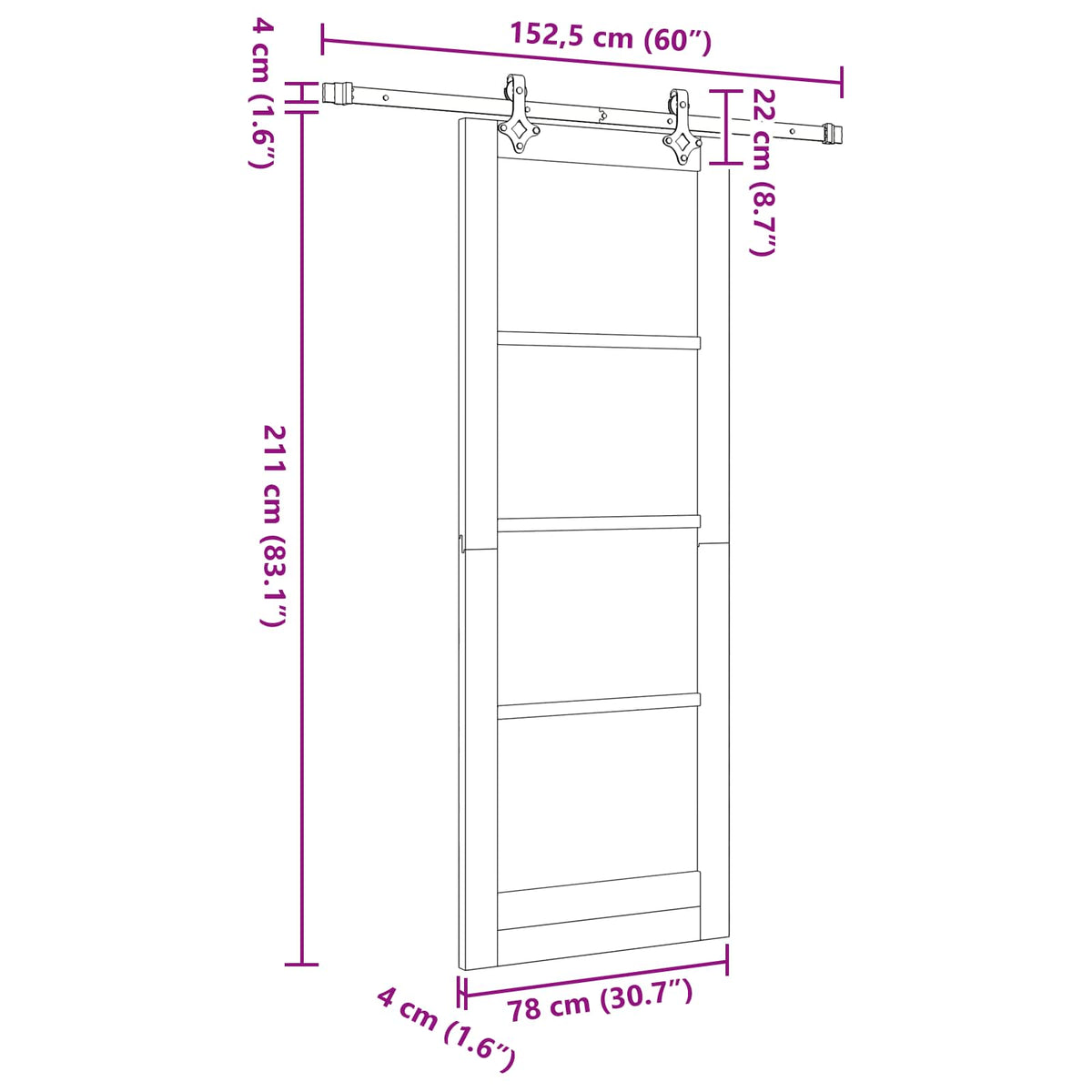 Sliding Door ORKDAL 78 x 211 cm Engineered Wood White and Black