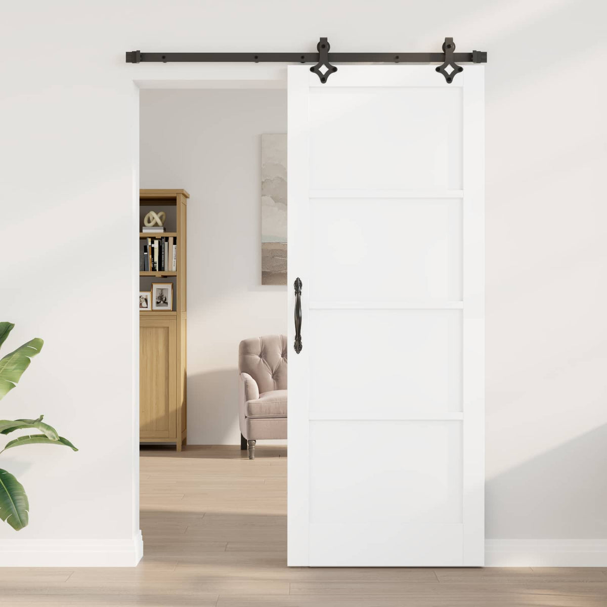 Sliding Door ORKDAL 83 x 211 cm Engineered Wood White and Black