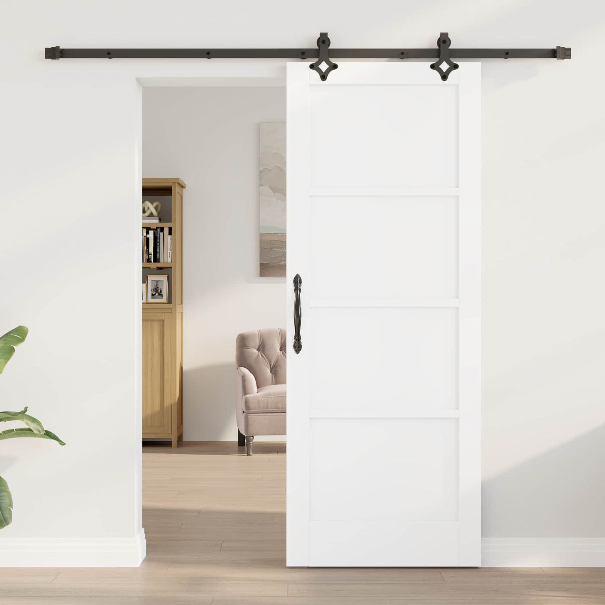 Sliding Door ORKDAL 78 x 202 cm Engineered Wood White and Black