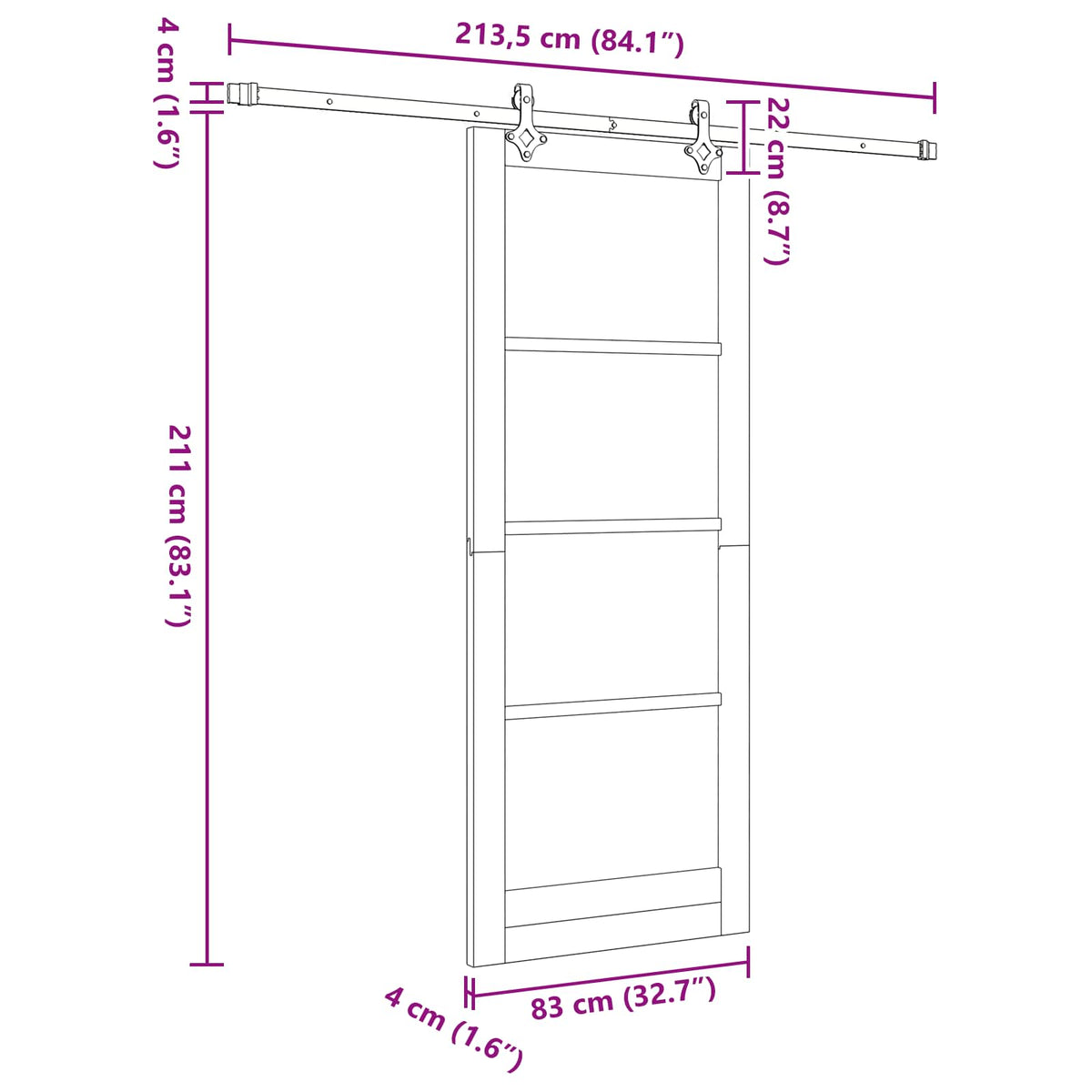 Sliding Door ORKDAL 83 x 211 cm Engineered Wood White and Black