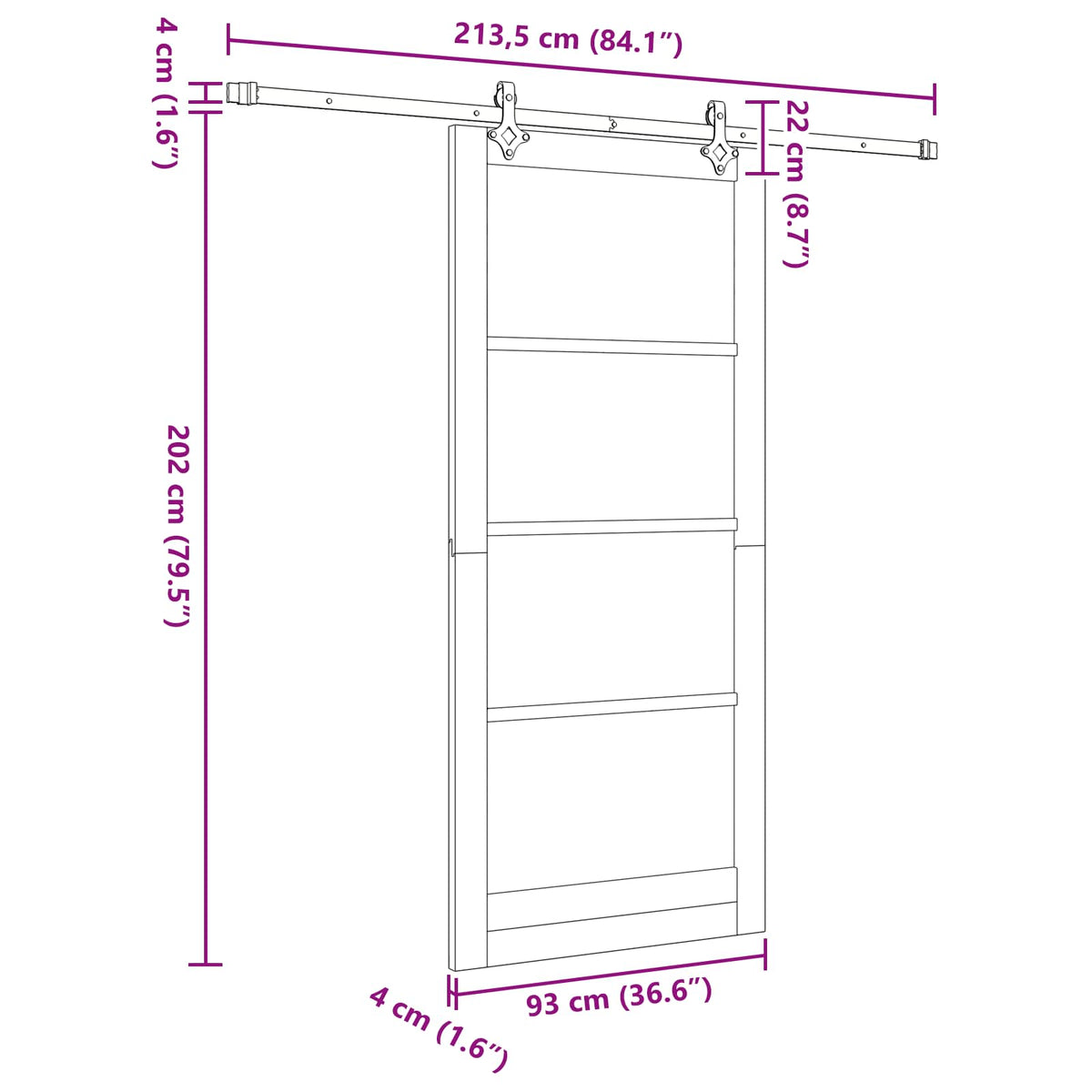 Sliding Door ORKDAL 93 x 211 cm Engineered Wood White and Black