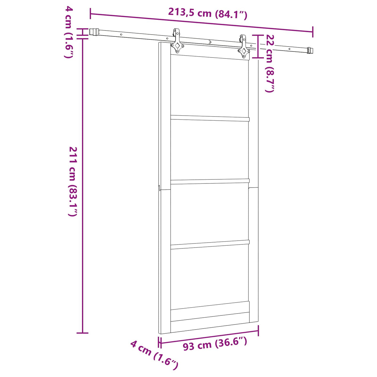 Sliding Door ORKDAL 93 x 232 cm Engineered Wood White and Black