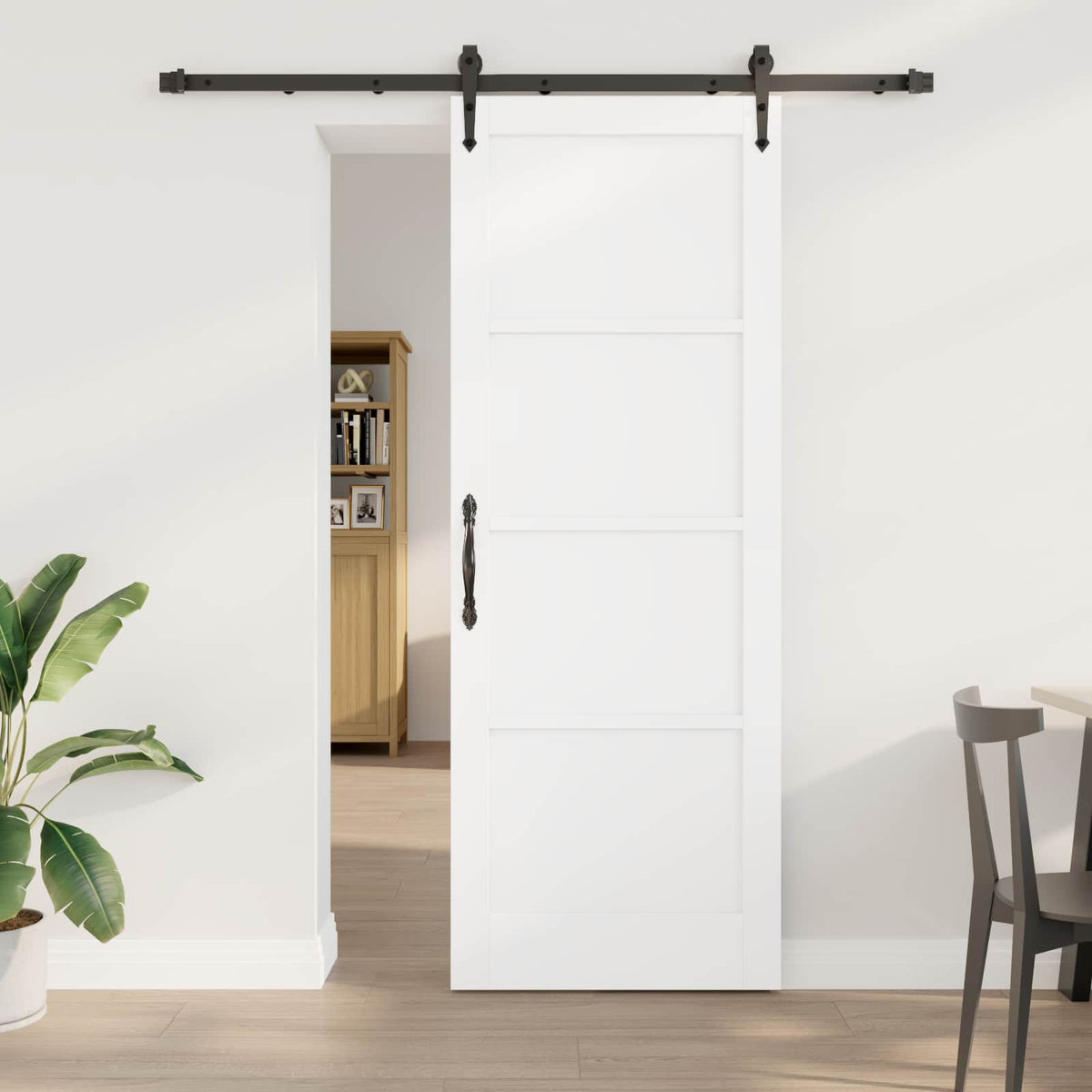 Sliding Door ORKDAL 78 x 211 cm Engineered Wood White and Black