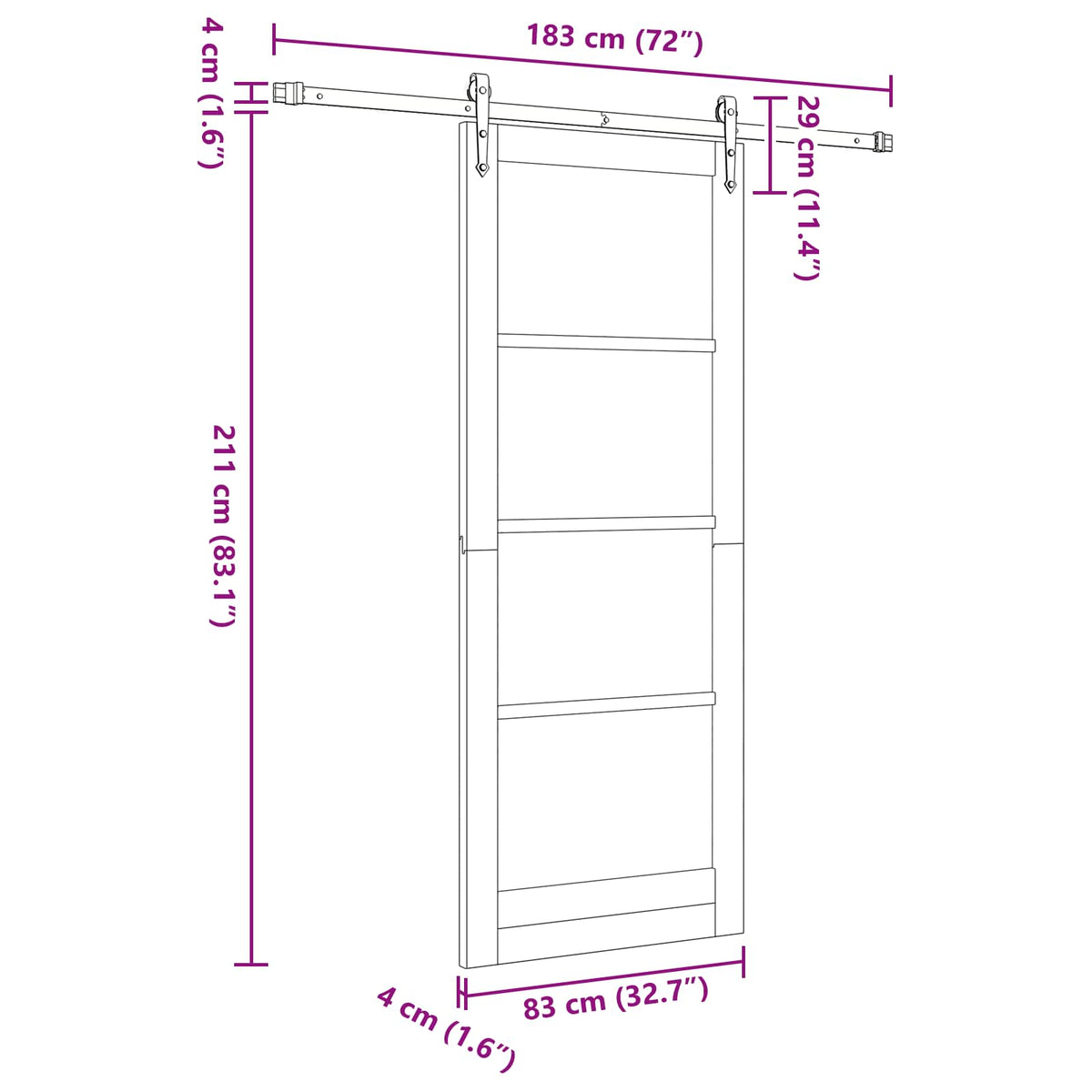 Sliding Door ORKDAL 83 x 211 cm Engineered Wood White and Black
