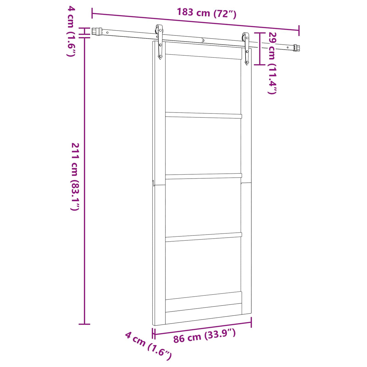 Sliding Door ORKDAL 86 x 211 cm Engineered Wood White and Black