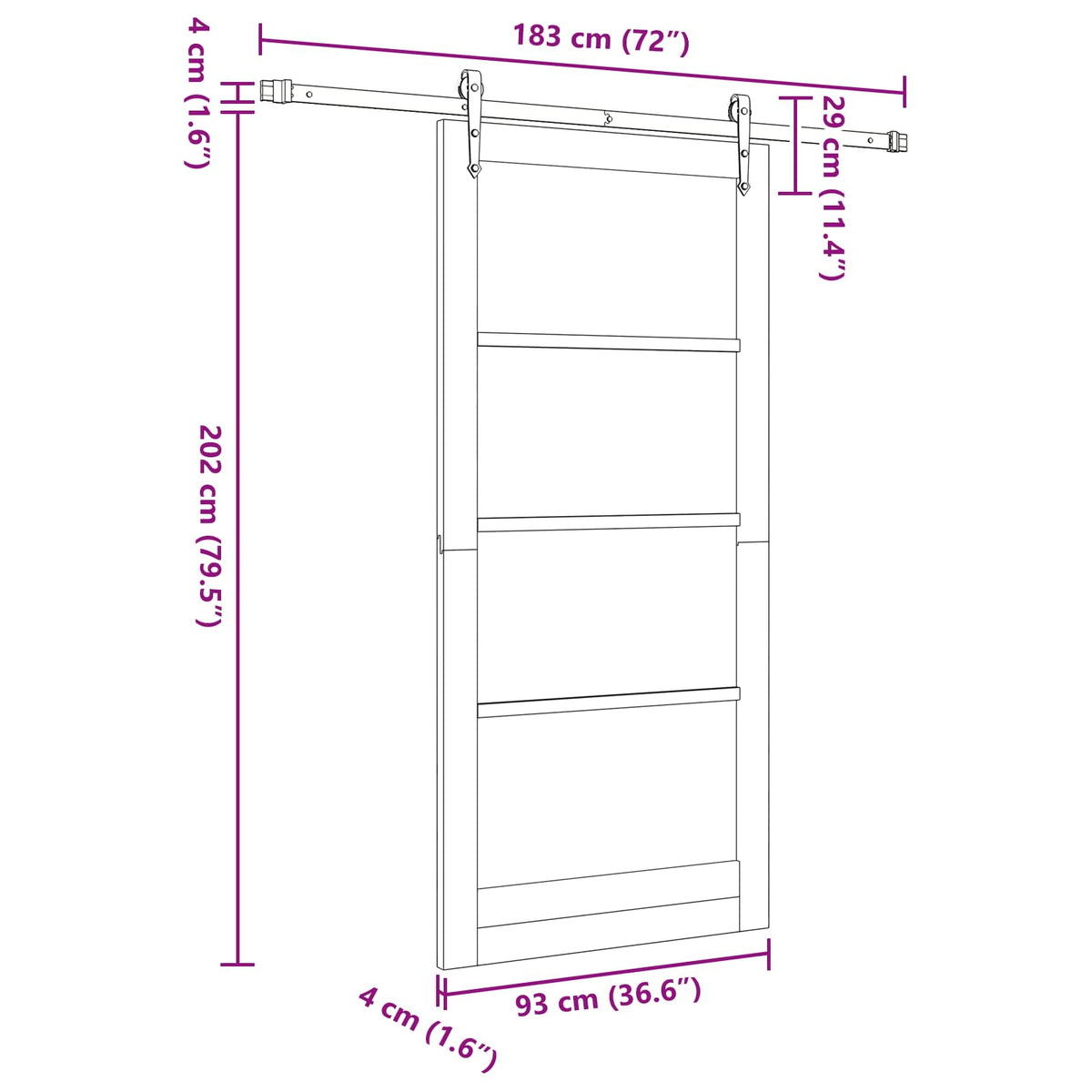 Sliding Door ORKDAL 93 x 202 cm Engineered Wood White and Black