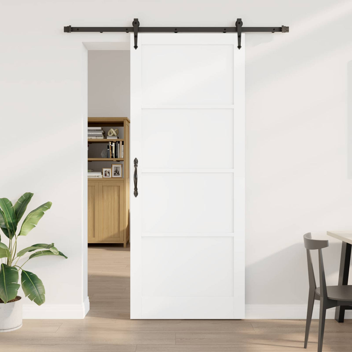Sliding Door ORKDAL 93 x 232 cm Engineered Wood White and Black