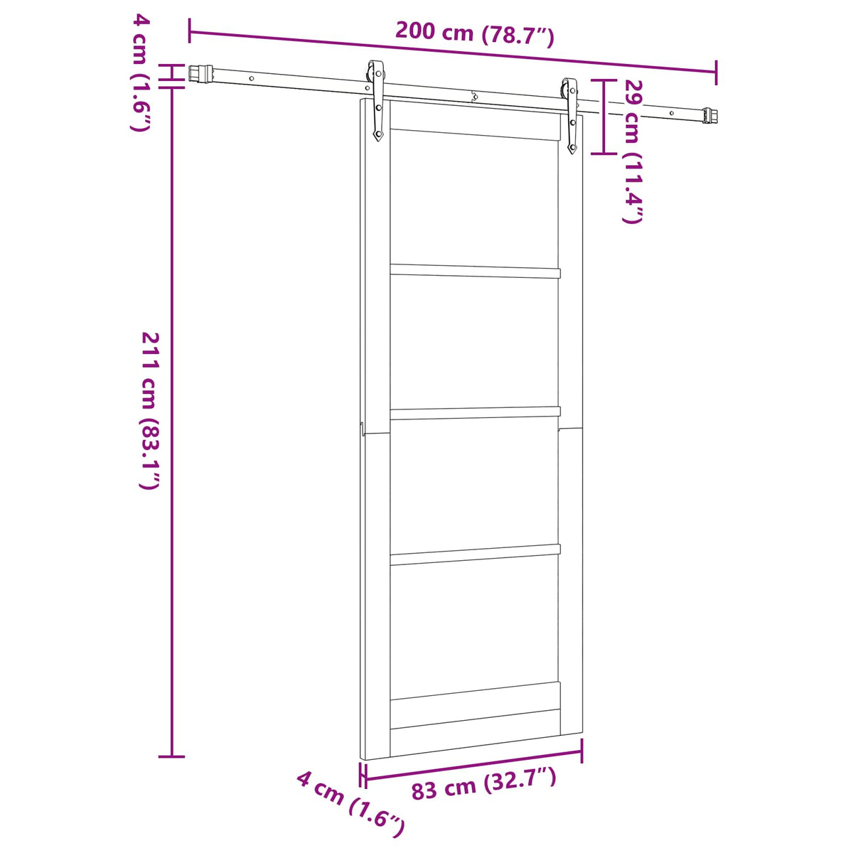 Sliding Door ORKDAL 83 x 211 cm Engineered Wood White and Black