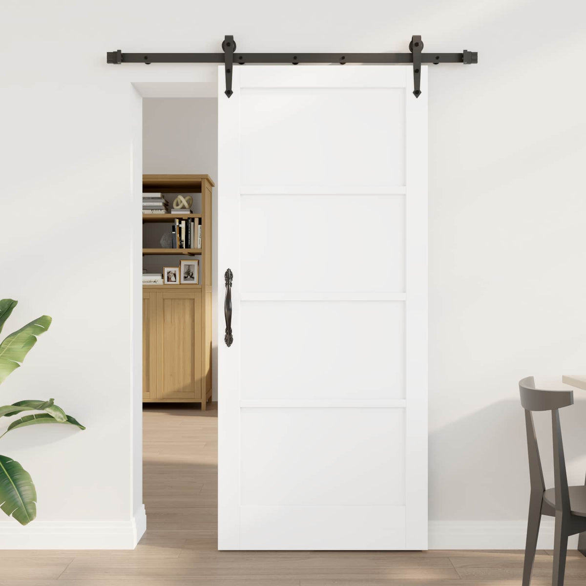 Sliding Door ORKDAL 78 x 202 cm Engineered Wood White and Black