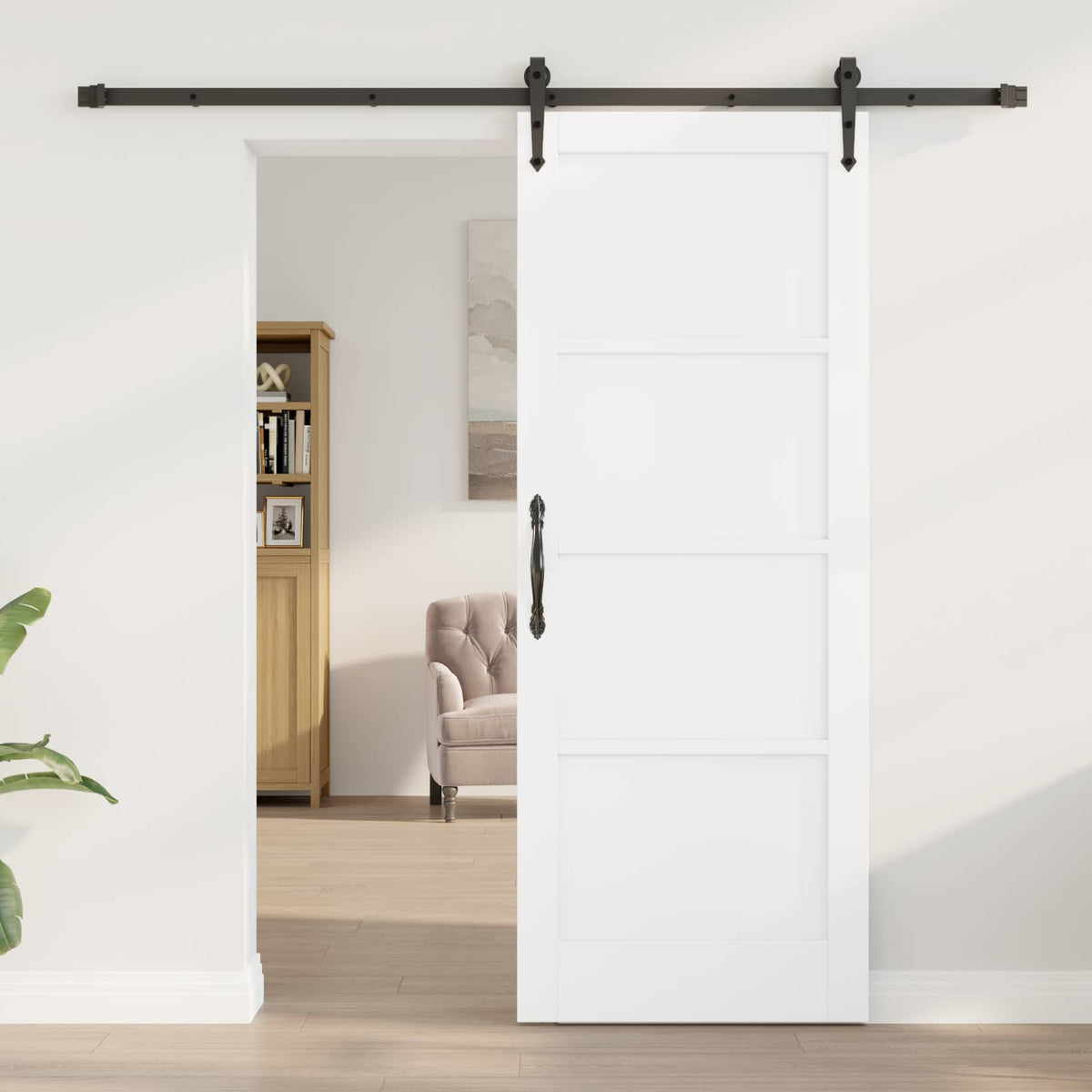 Sliding Door ORKDAL 78 x 202 cm Engineered Wood White and Black
