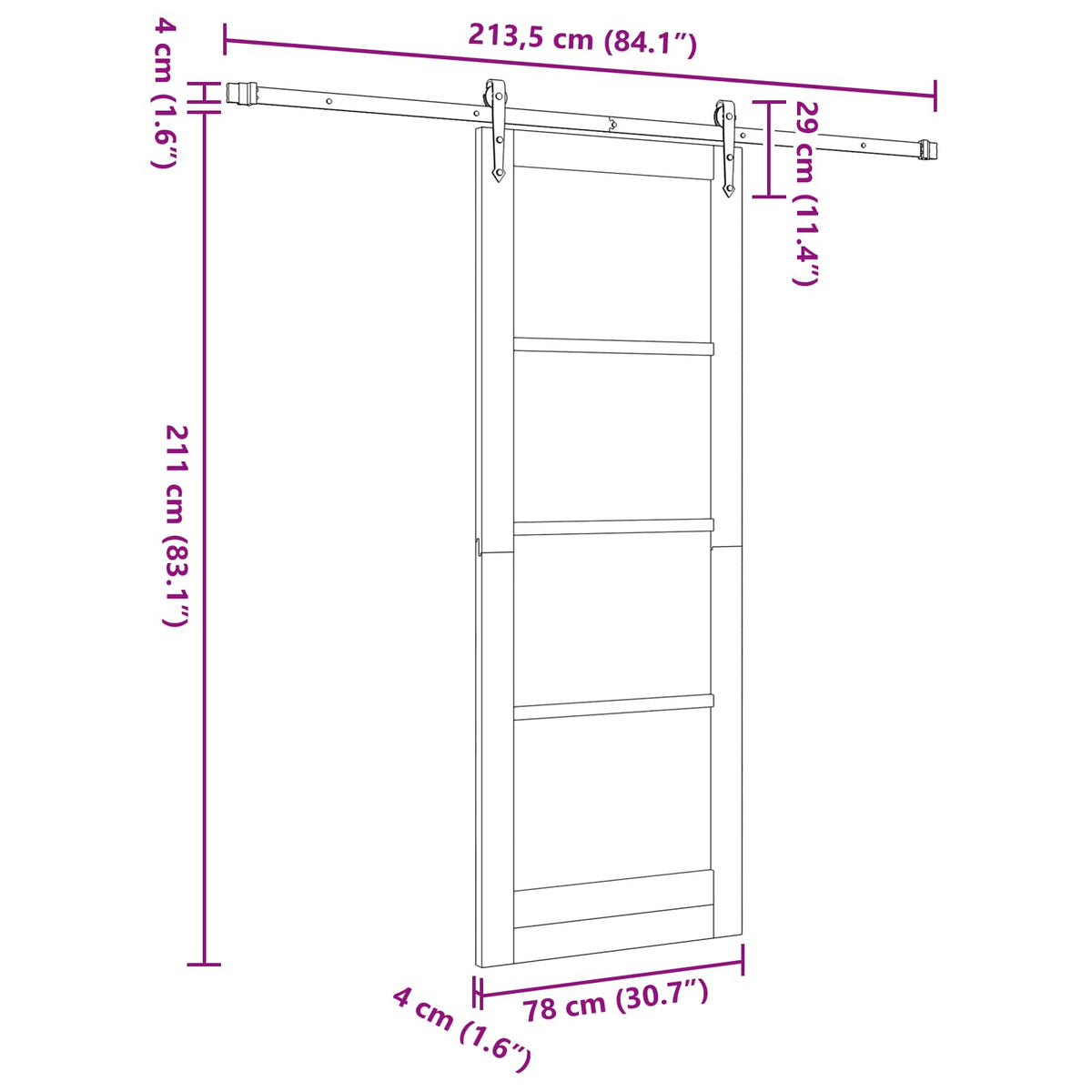Sliding Door ORKDAL 78 x 211 cm Engineered Wood White and Black