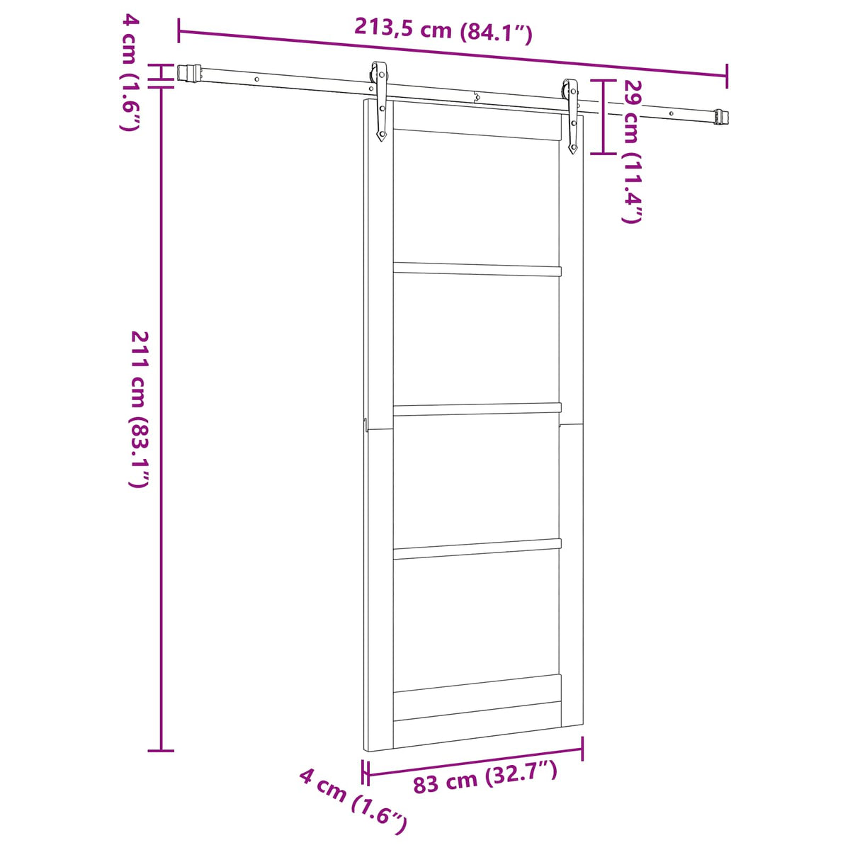 Sliding Door ORKDAL 83 x 211 cm Engineered Wood White and Black