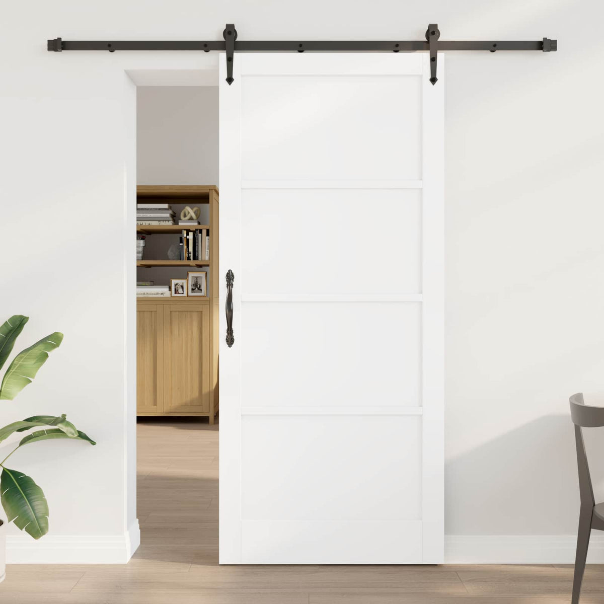 Sliding Door ORKDAL 93 x 211 cm Engineered Wood White and Black