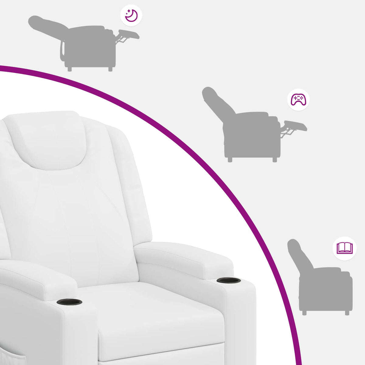 Recliner Chair White 75 x 95 x 106 cm Fabric