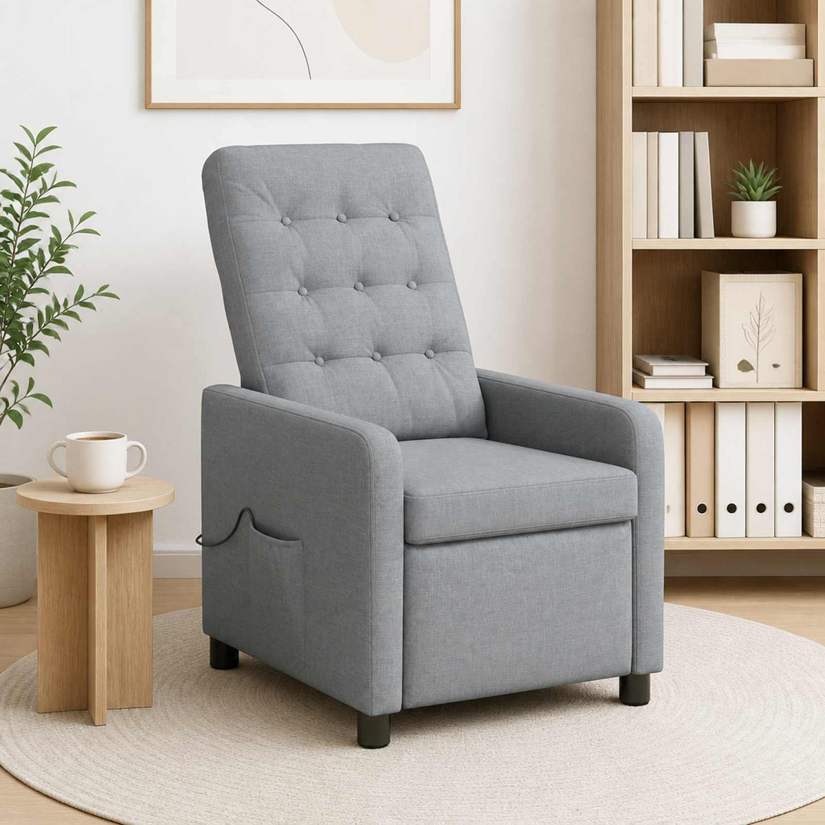 Recliner Massage Chair Light Grey 65 x 93 x 102 cm Fabric