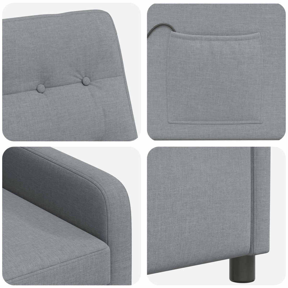 Recliner Massage Chair Light Grey 65 x 93 x 102 cm Fabric