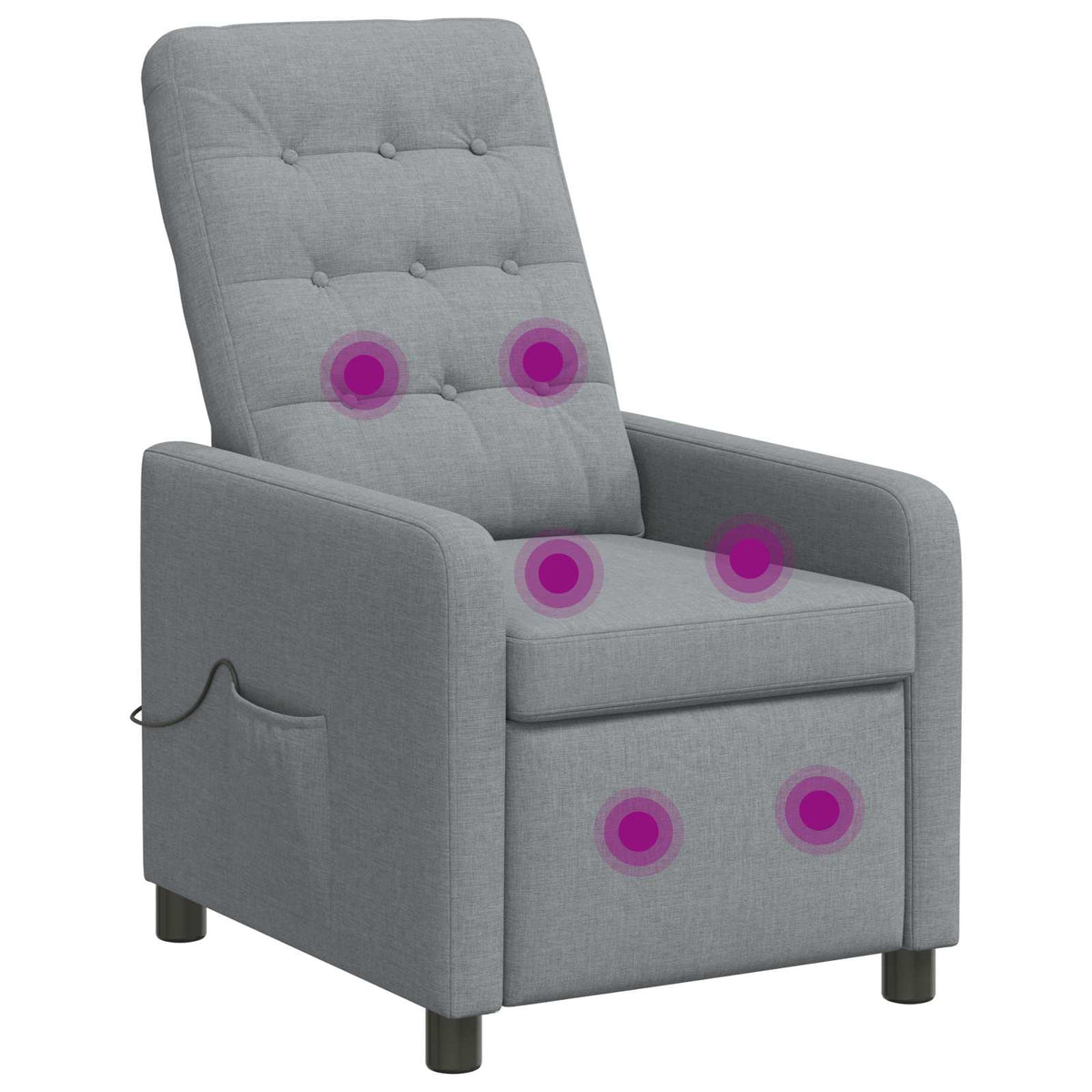 Recliner Massage Chair Light Grey 65 x 93 x 102 cm Fabric
