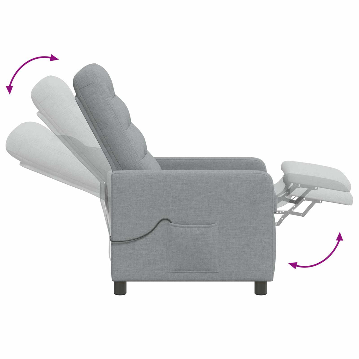 Recliner Massage Chair Light Grey 65 x 93 x 102 cm Fabric