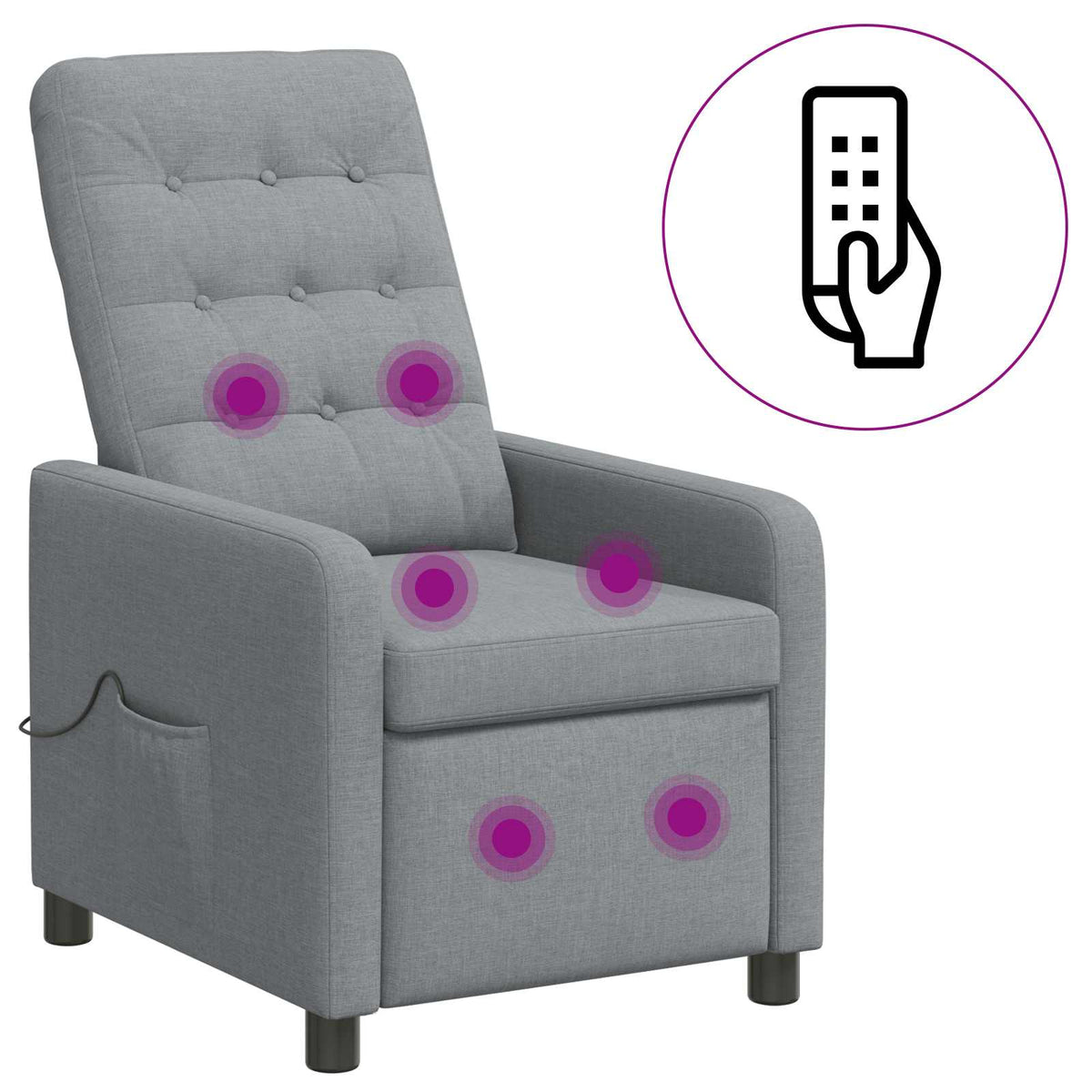 Recliner Massage Chair Light Grey 65 x 93 x 102 cm Fabric