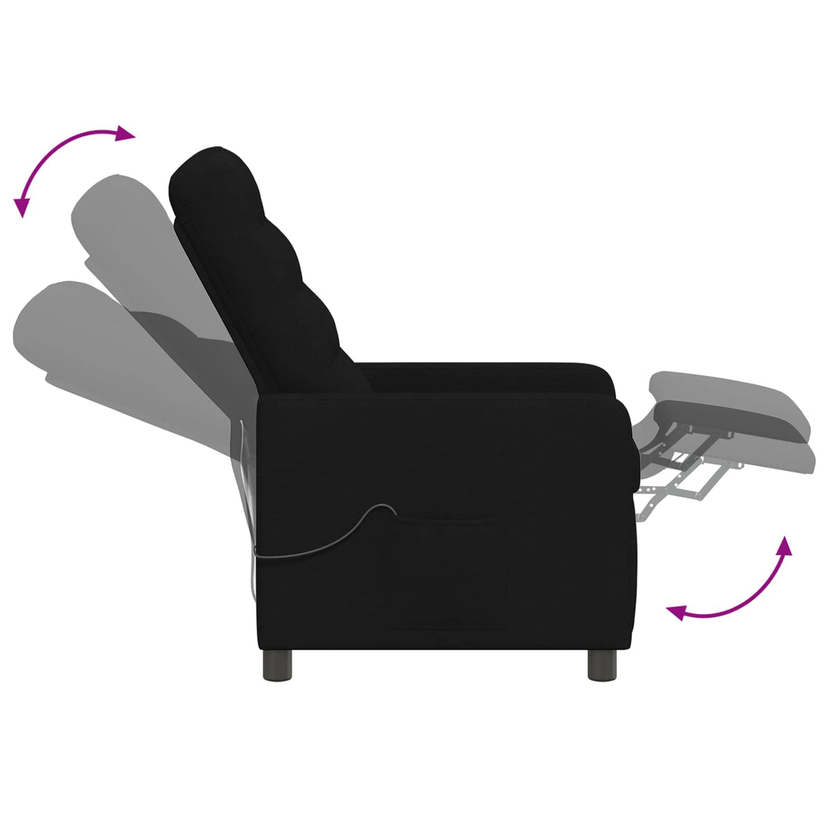 Recliner Massage Chair Black 65 x 93 x 102 cm Fabric