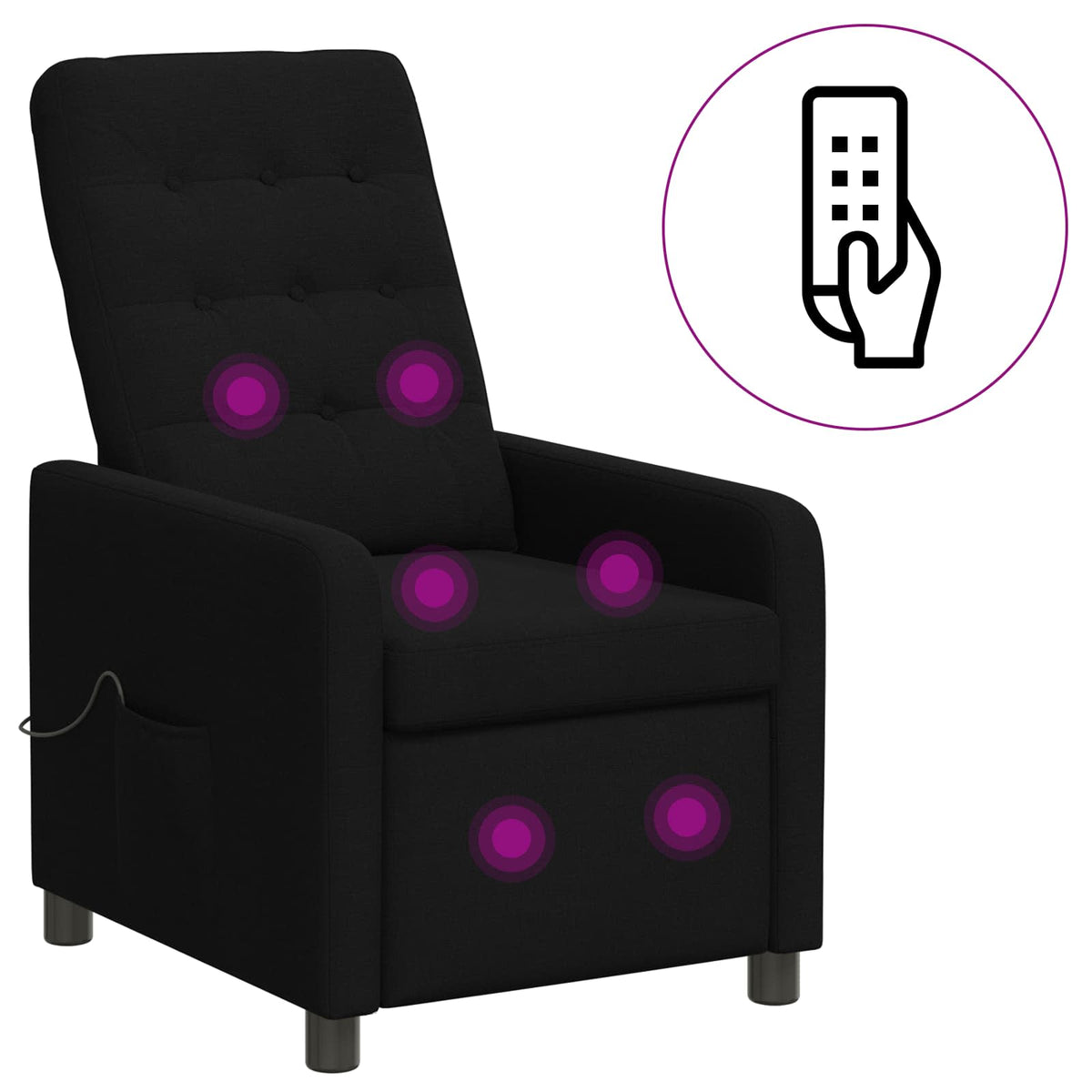 Recliner Massage Chair Black 65 x 93 x 102 cm Fabric