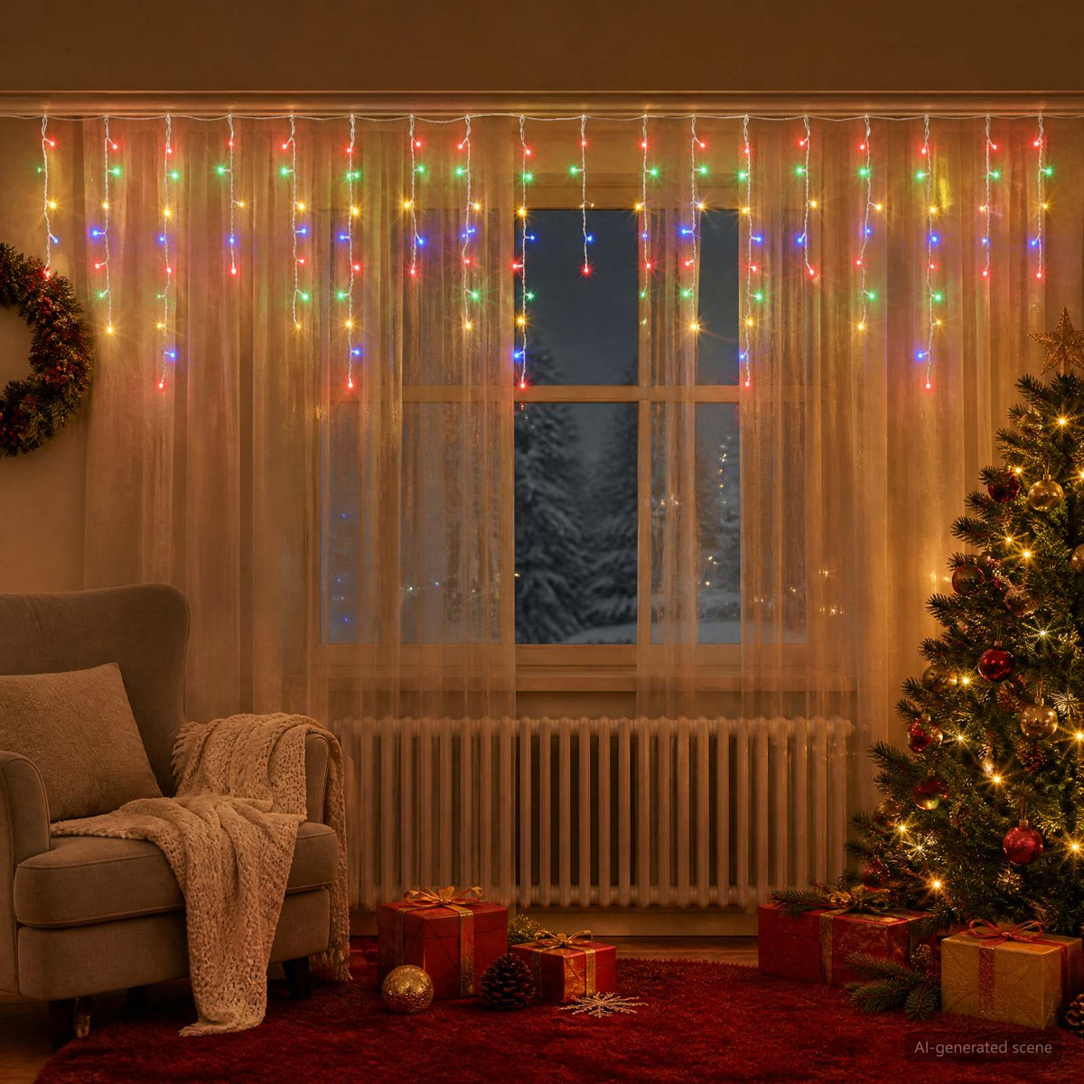Curtain Lights 210 LEDs Multicolour 500 x 72 cm