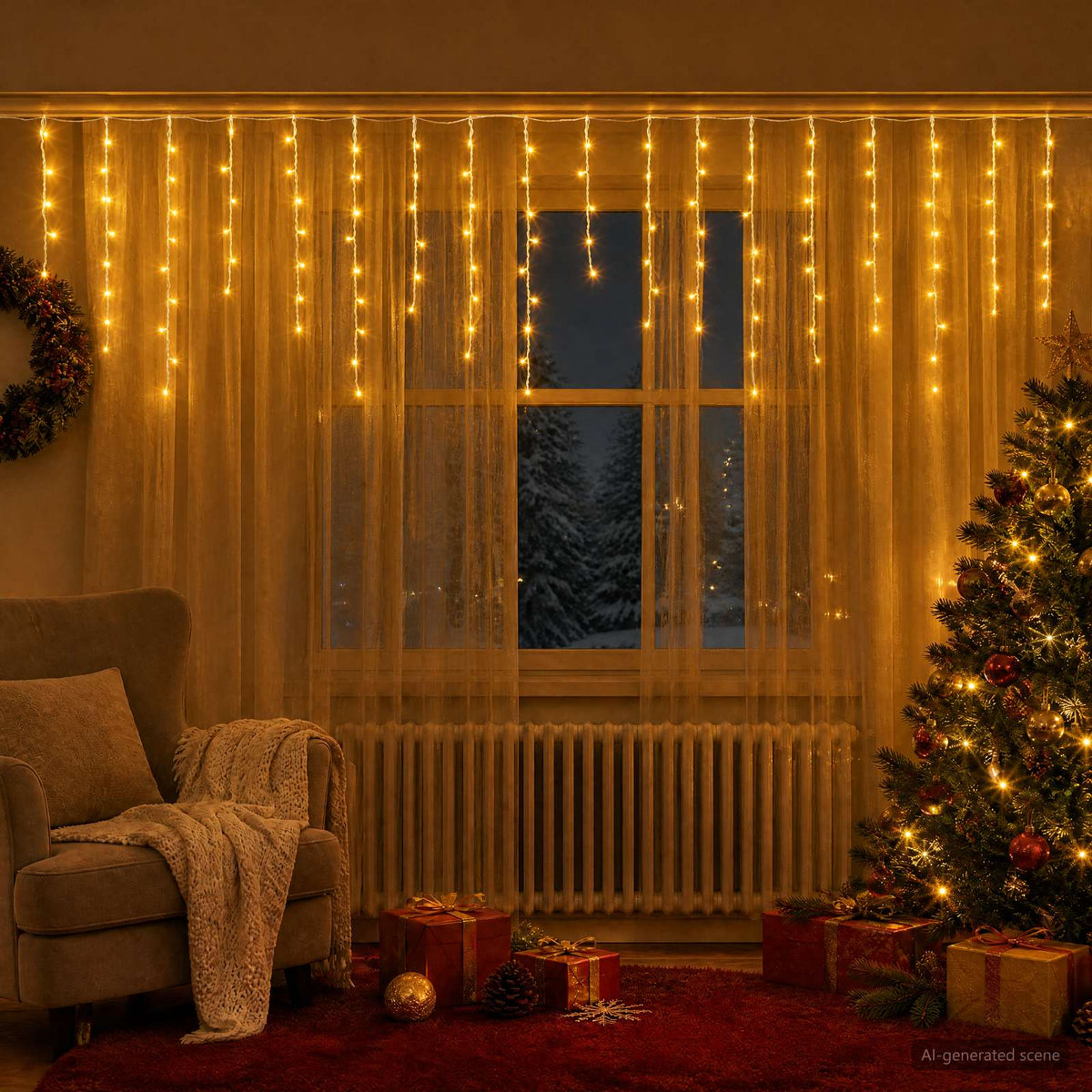 Curtain Lights 798 LEDs Warm White 2000 x 72 cm