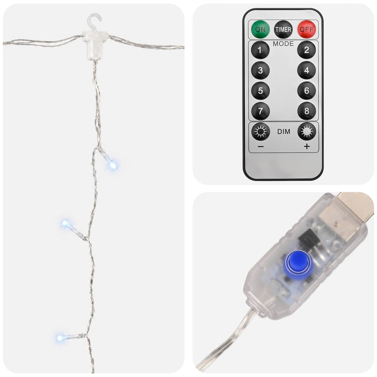 Curtain Lights 300 LEDs Cold White 300 x 300 cm