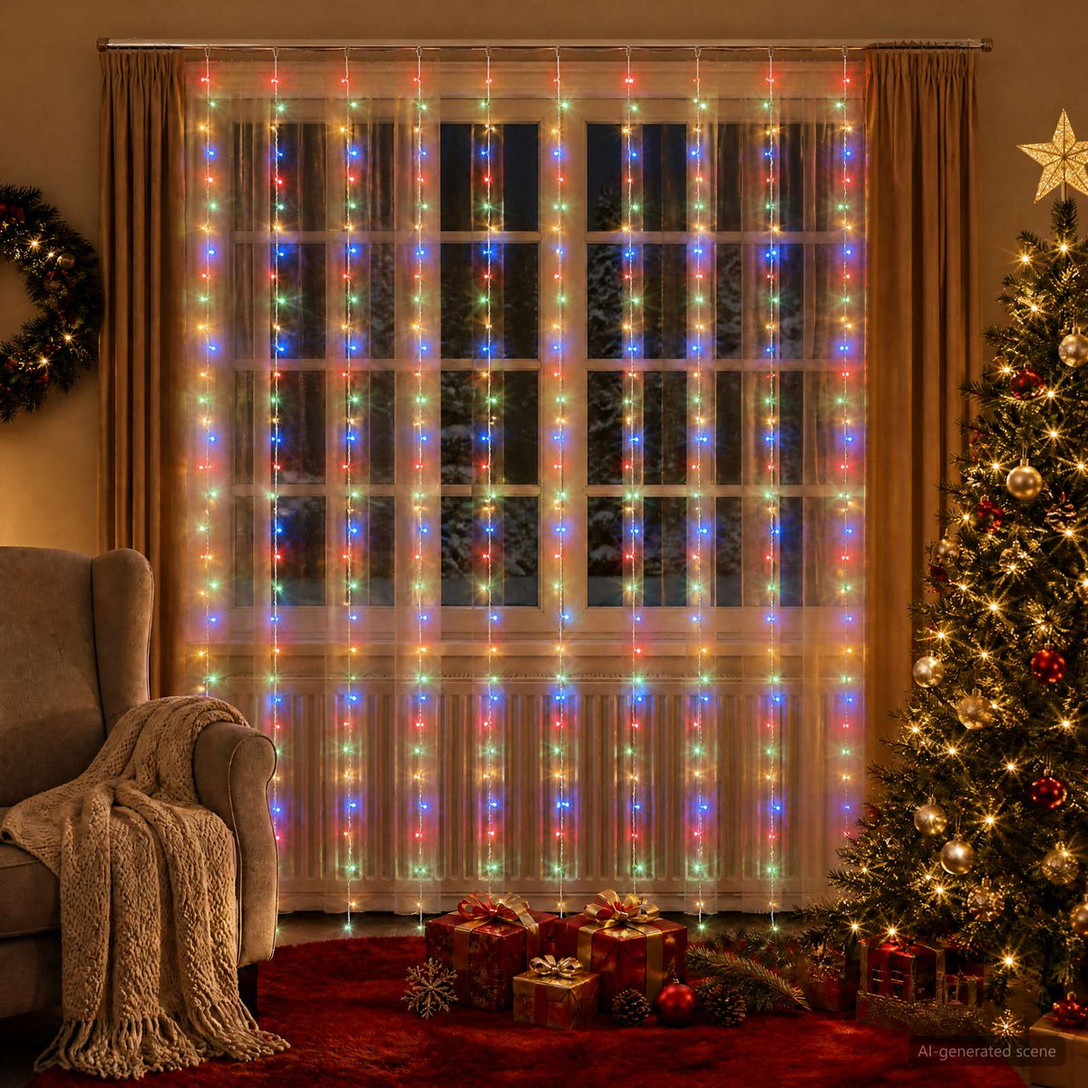 Curtain Lights 300 LEDs Multicolour 300 x 300 cm