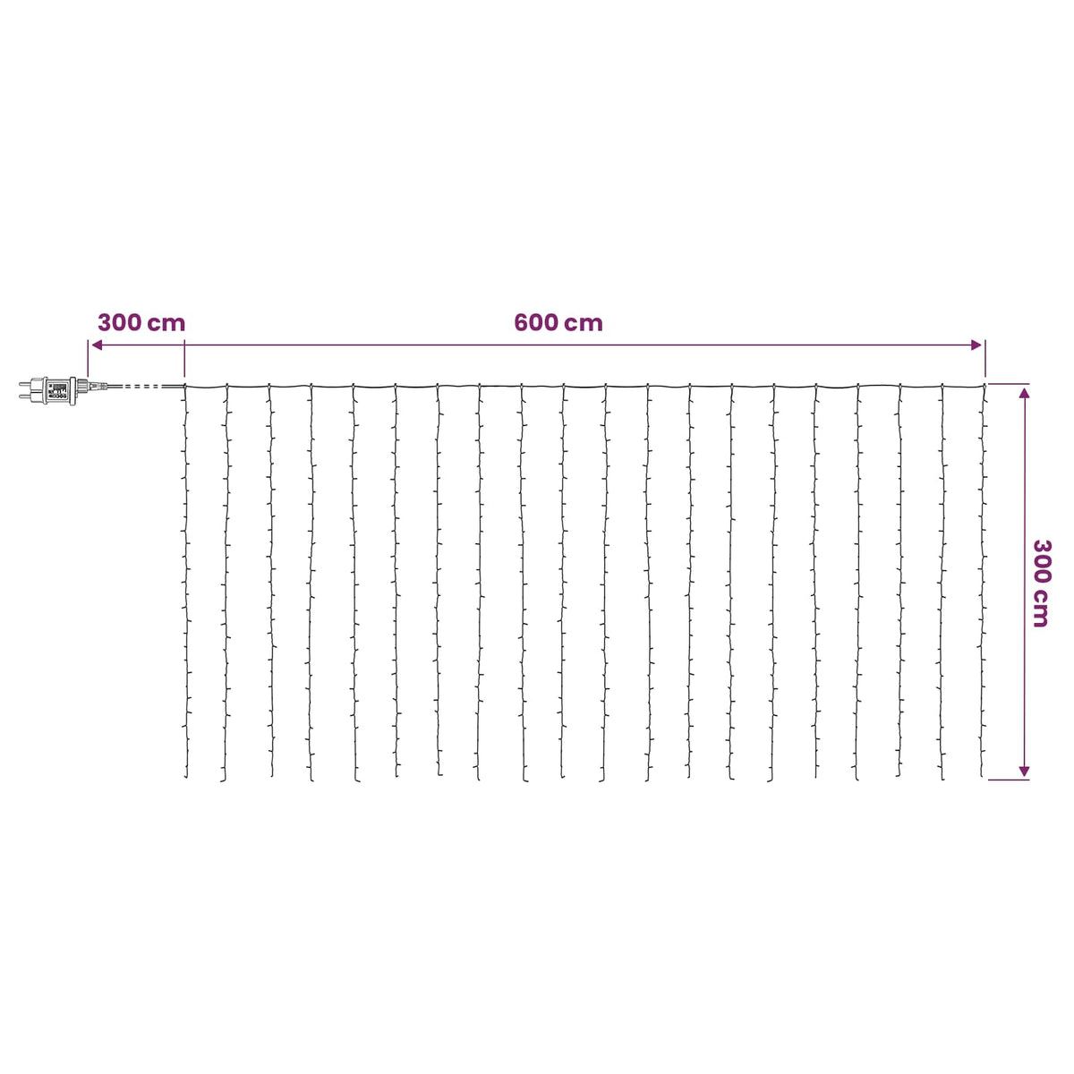 Curtain Lights 600 LEDs Blue 600 x 300 cm