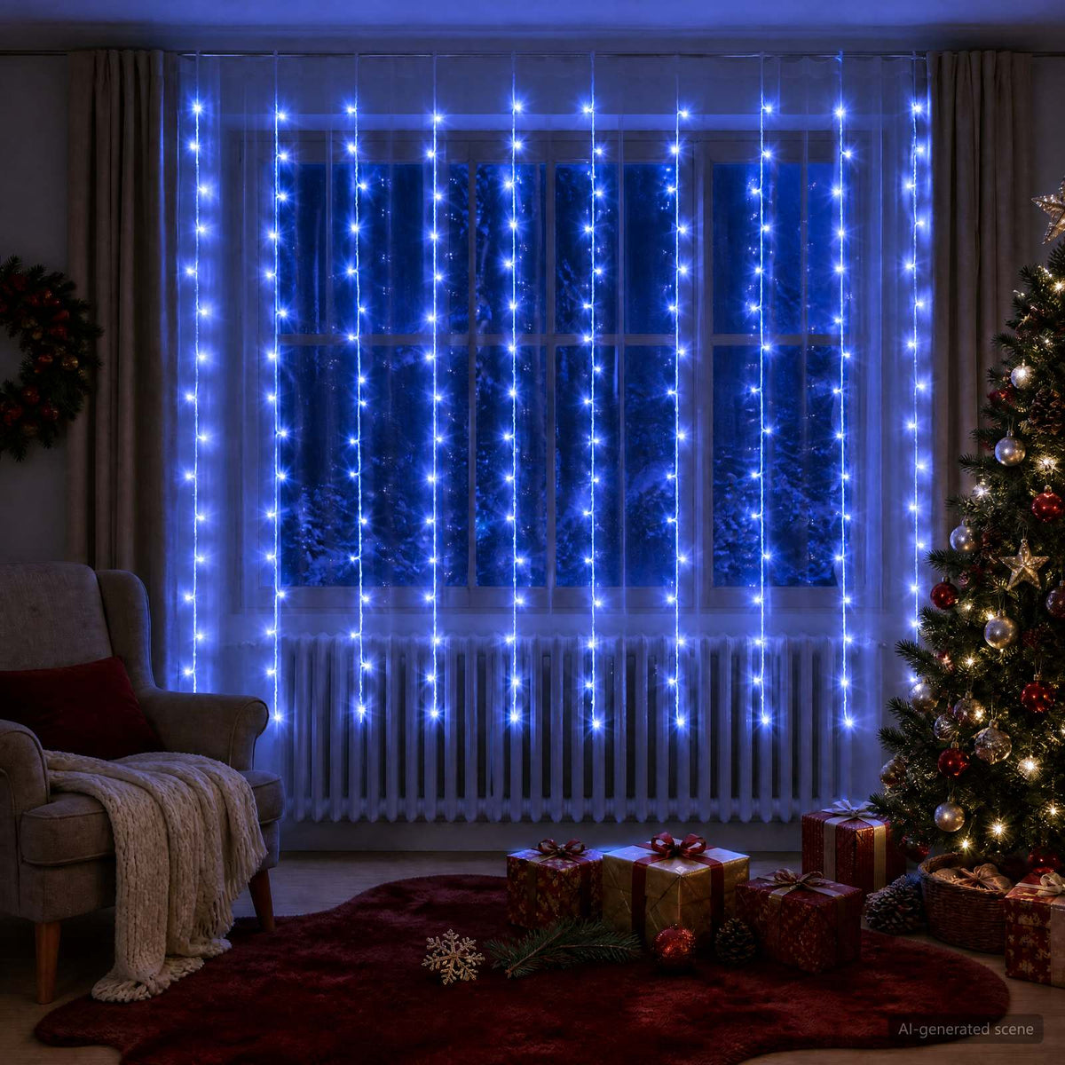 Curtain Lights 200 LEDs Blue 300 x 200 cm