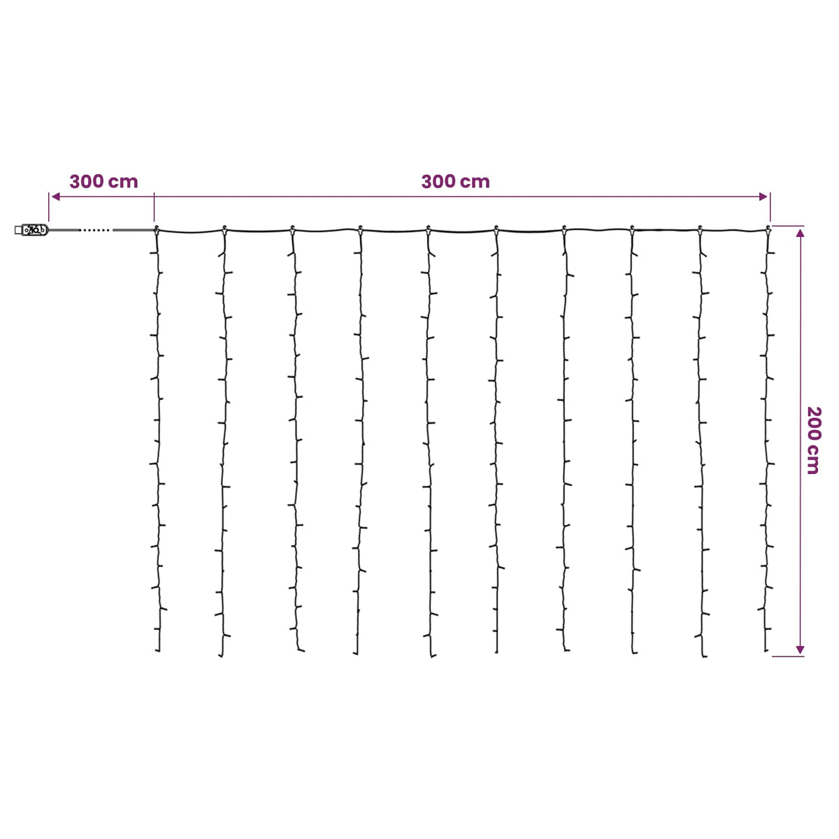 Curtain Lights 200 LEDs Blue 300 x 200 cm