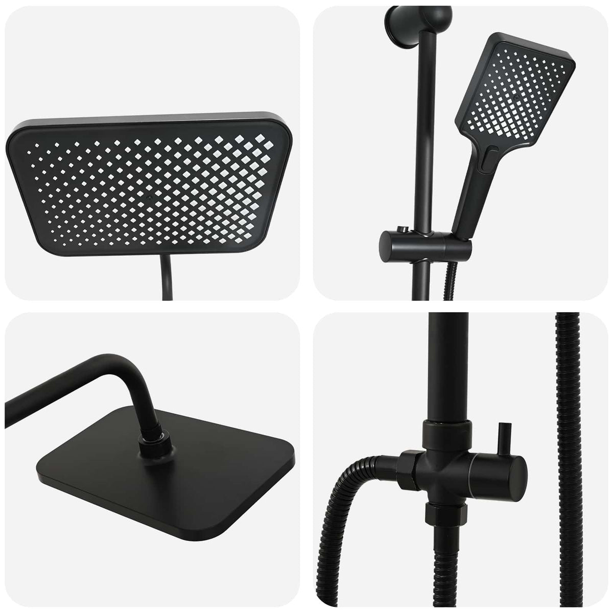 Shower System with Shower Head Black Stainless Steel