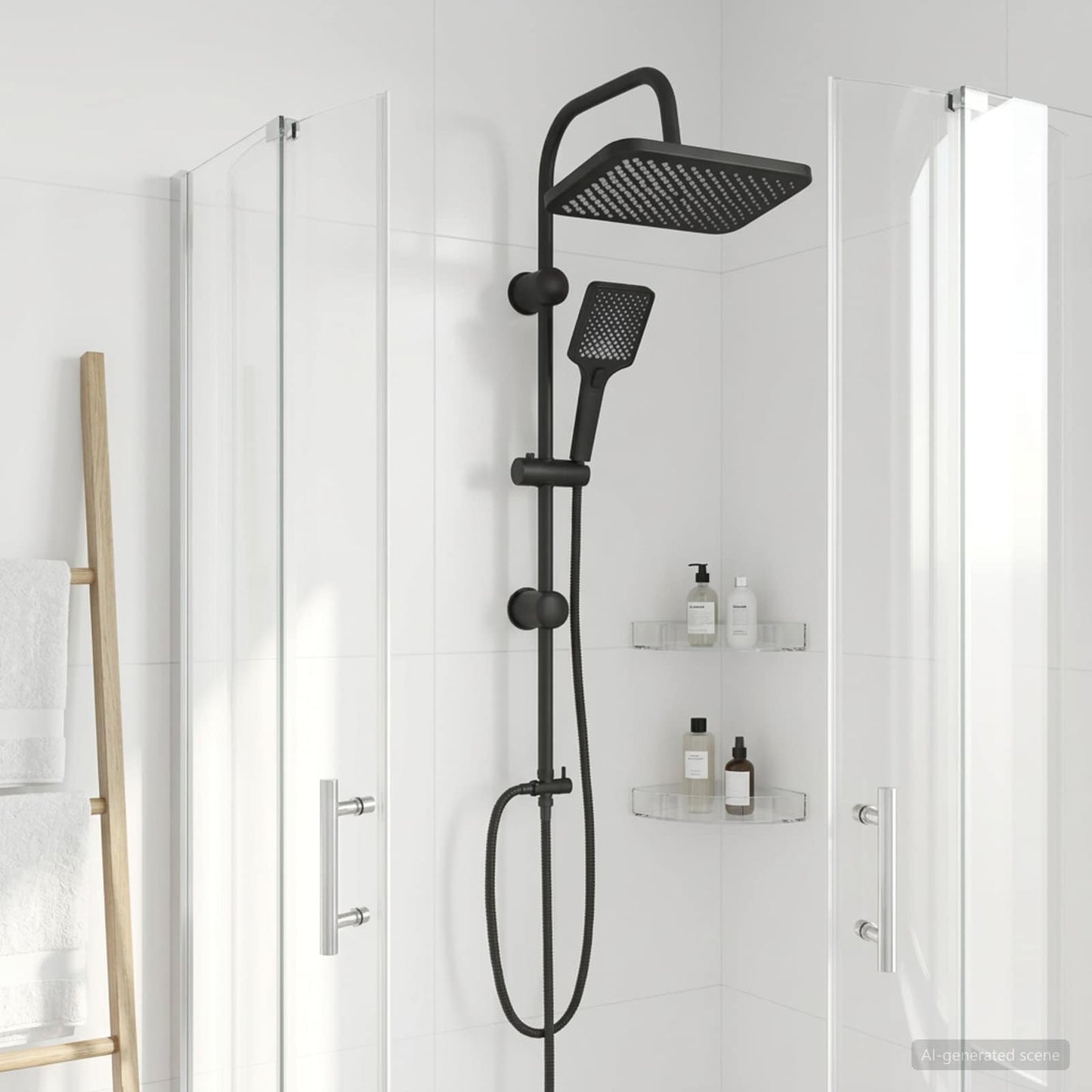 Shower System with Shower Head Black Stainless Steel