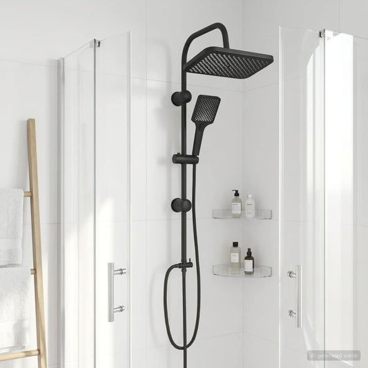 Shower System with Shower Head Black Stainless Steel