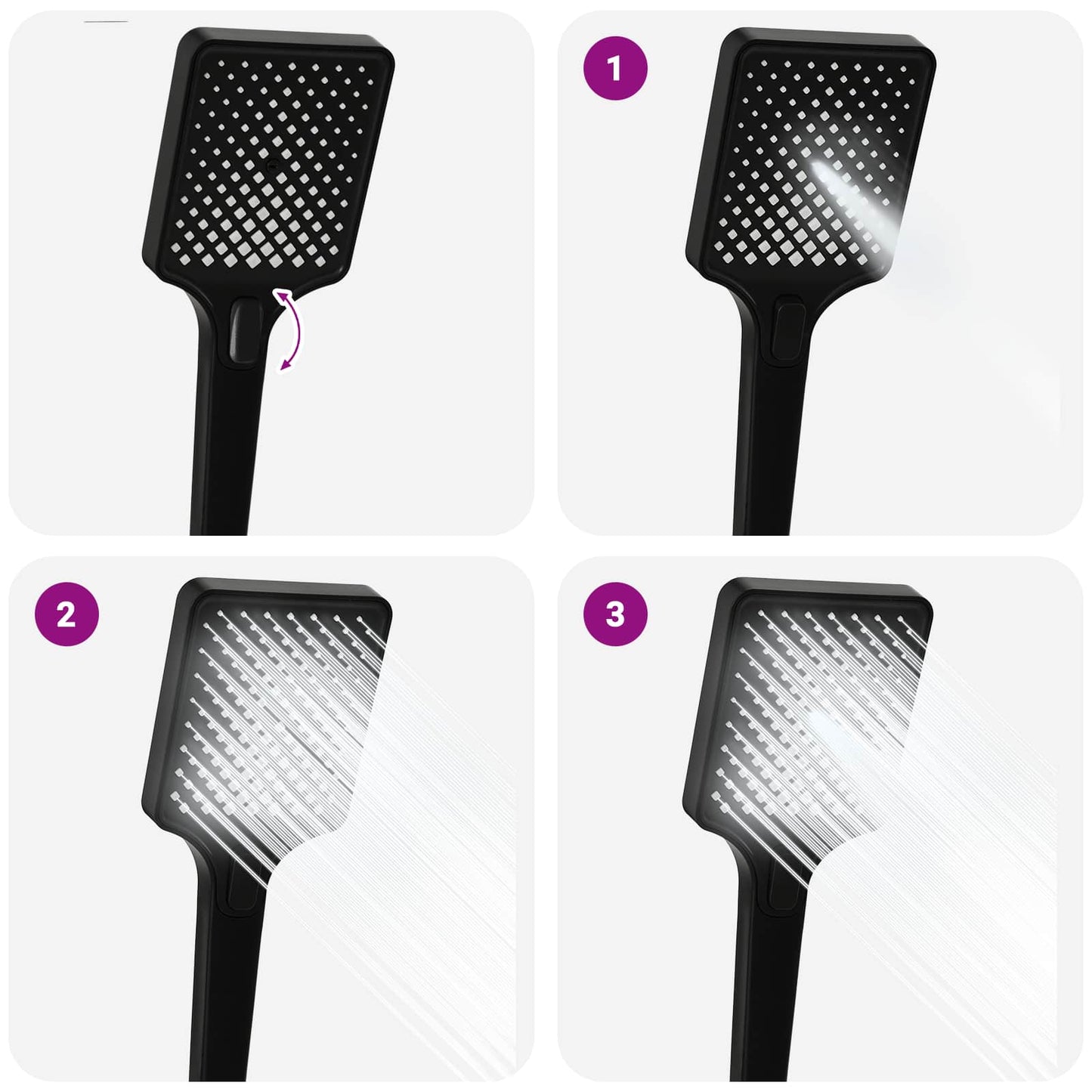Shower System with Shower Head Black Stainless Steel
