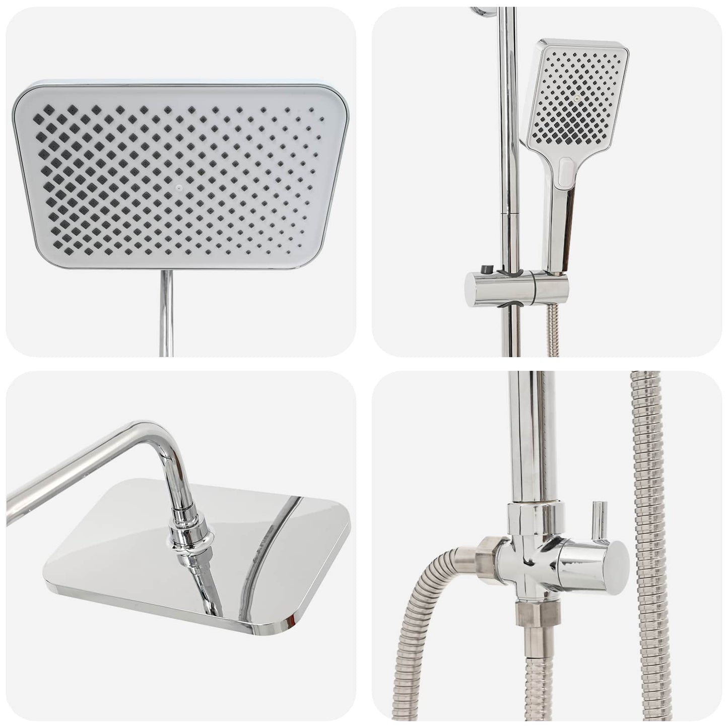 Shower System with Shower Head Chrome Stainless Steel