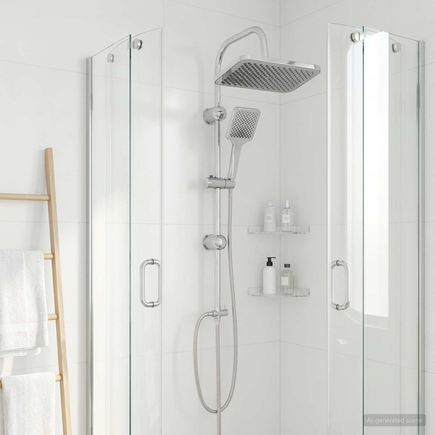 Shower System with Shower Head Chrome Stainless Steel