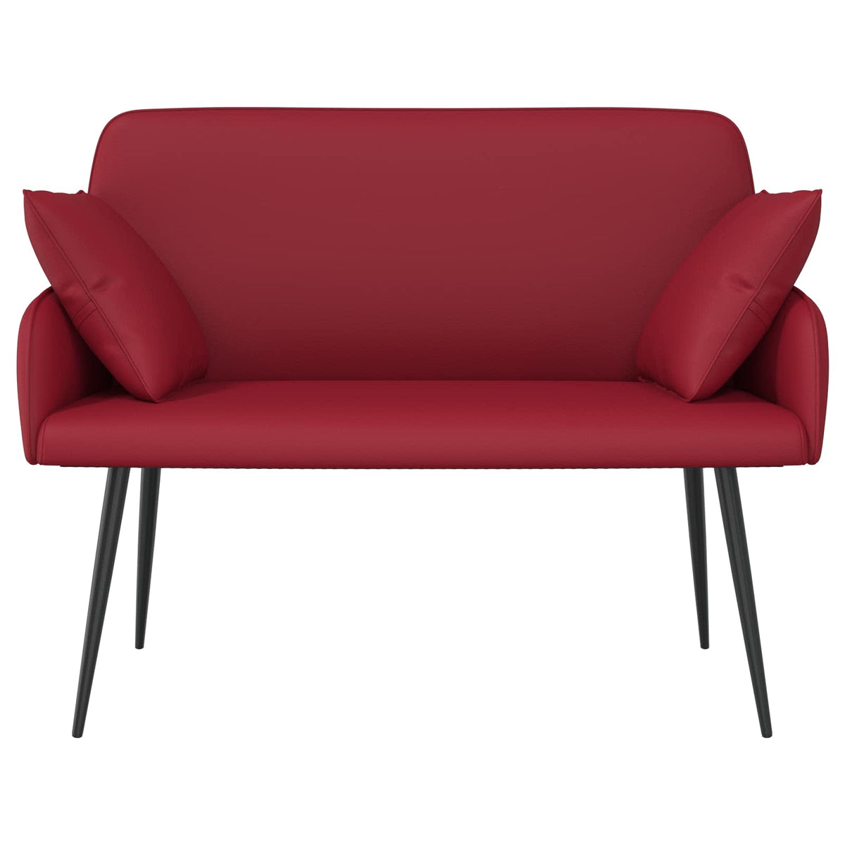 2 Seater Sofa with Metal Legs 2-Seater Wine Red Faux Leather