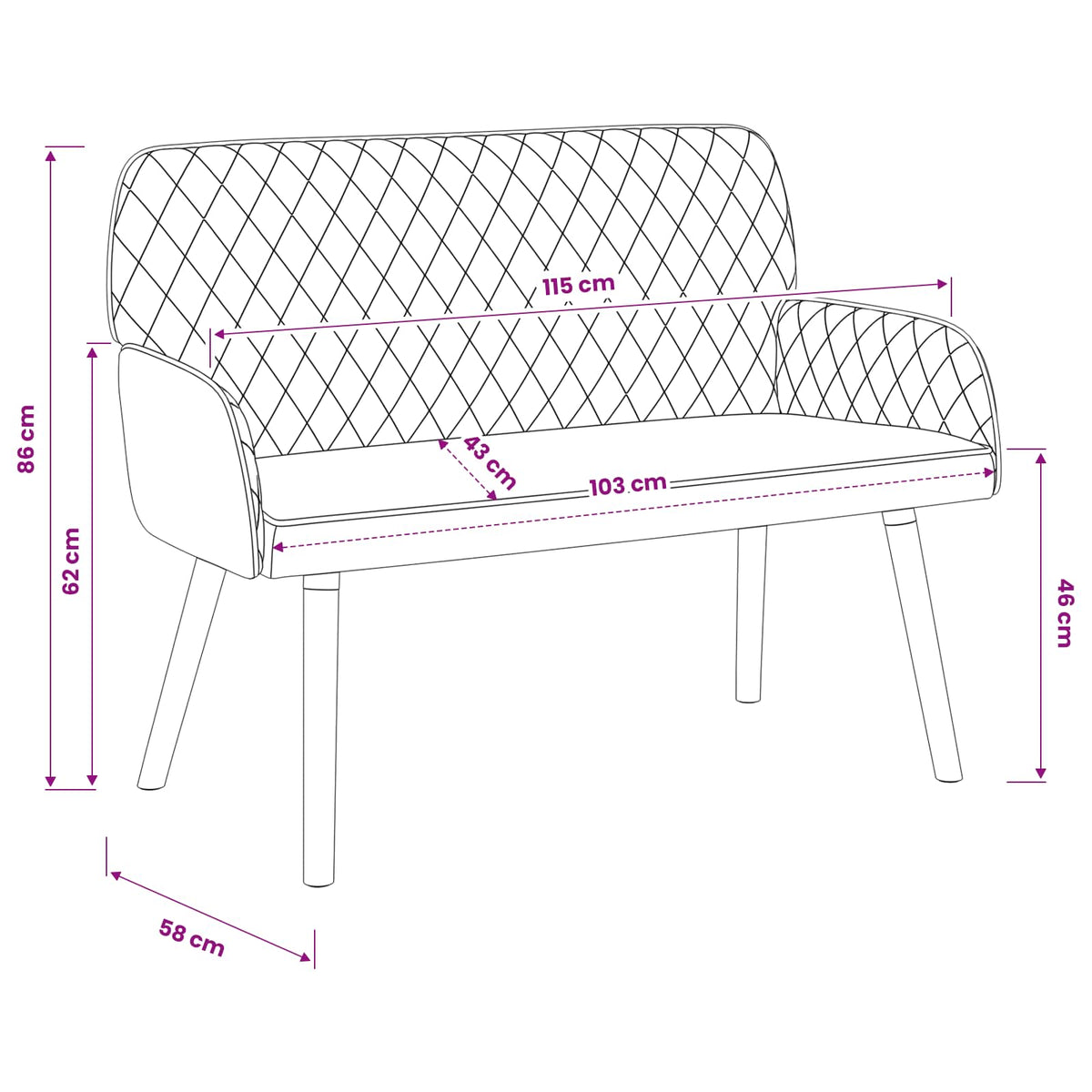 2 Seater Sofa with Solid Wood Legs 2-Seater Wine Red