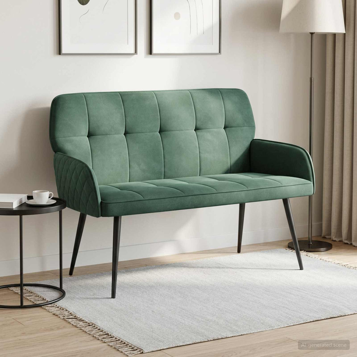 2 Seater Sofa with Metal Legs 2-Seater Sea Green Velvet