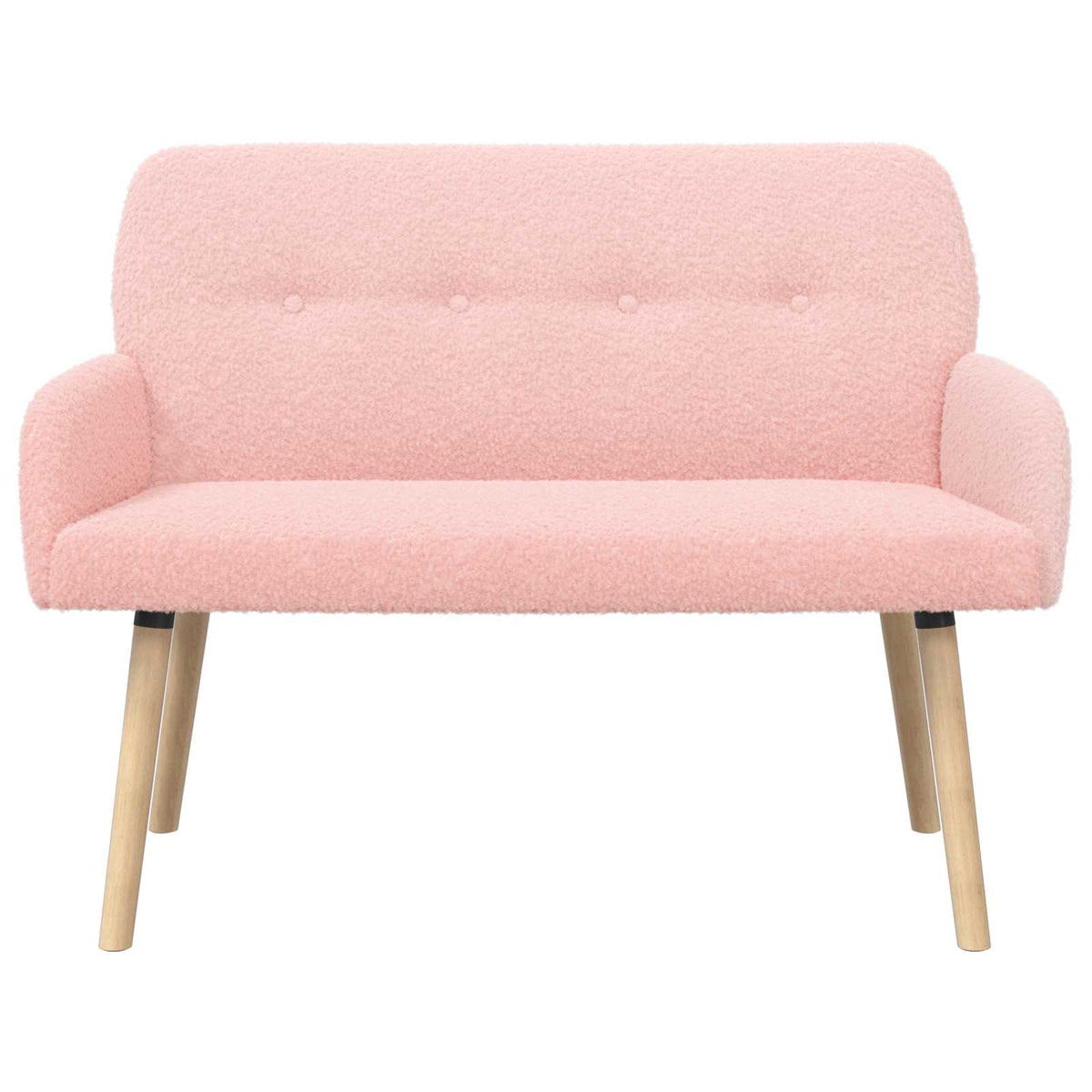 2 Seater Sofa with Solid Wood Legs Pink Bouclé