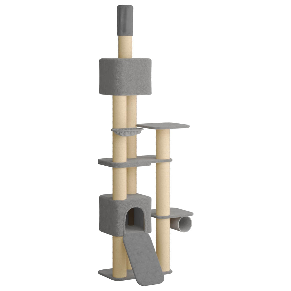 Floor-to-Ceiling Cat Tree with Sisal Post Light Grey 257-283 cm
