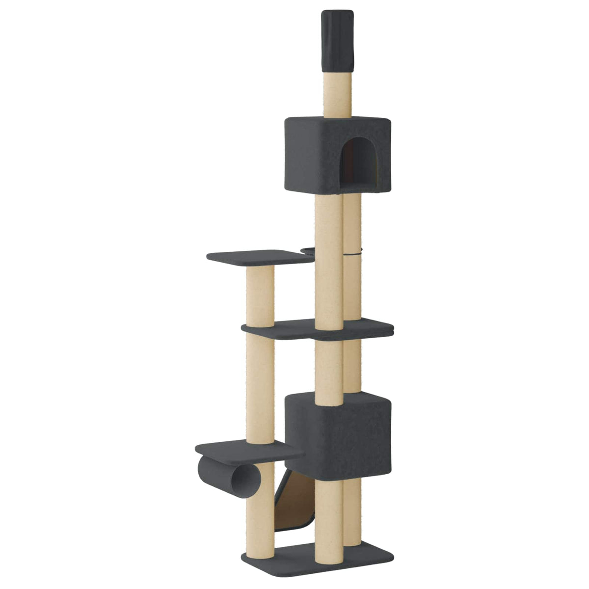Floor-to-Ceiling Cat Tree with Sisal Post Dark Grey 257-283 cm