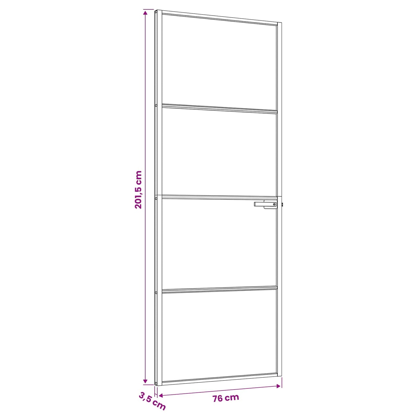 Interior Door 76 x 201.5 cm Tempered Glass and Aluminium