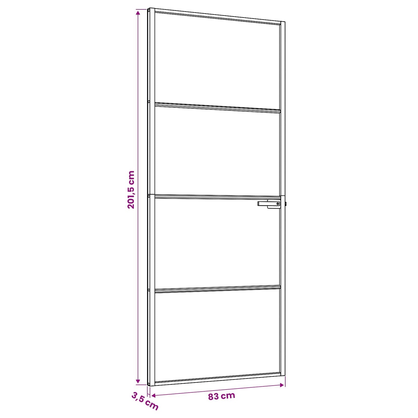 Interior Door 83 x 201.5 cm Tempered Glass and Aluminium