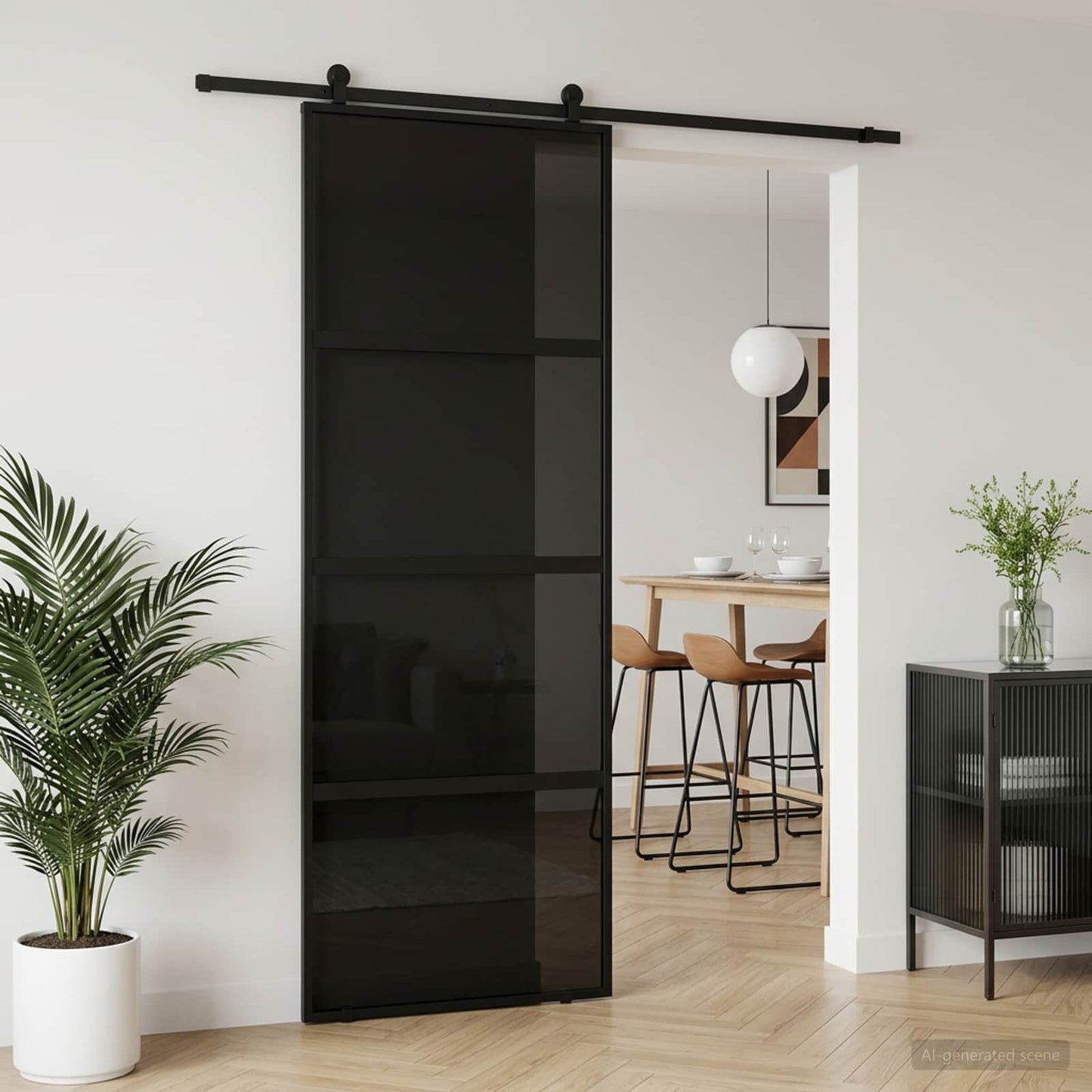 Sliding Door 76 x 205 cm Tempered Glass and Aluminium