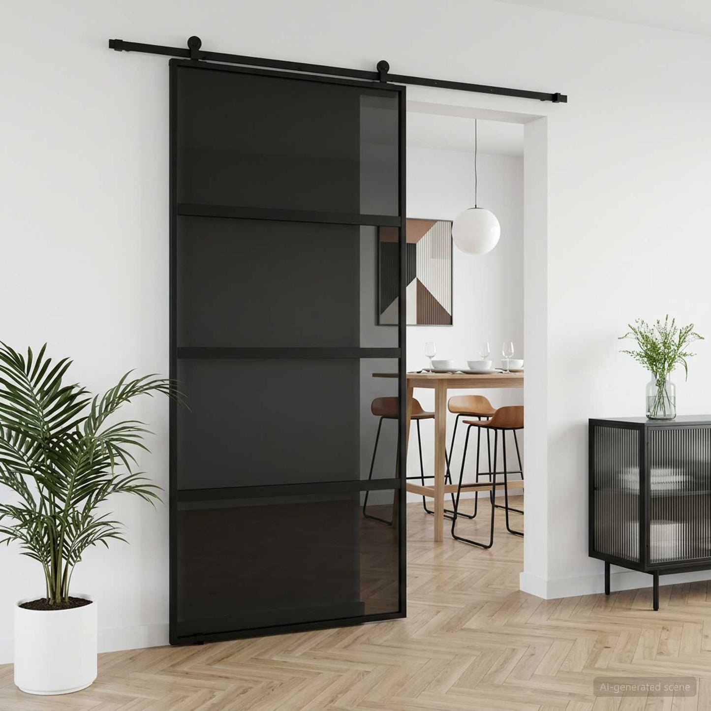 Sliding Door 102.5 x 205 cm Tempered Glass and Aluminium